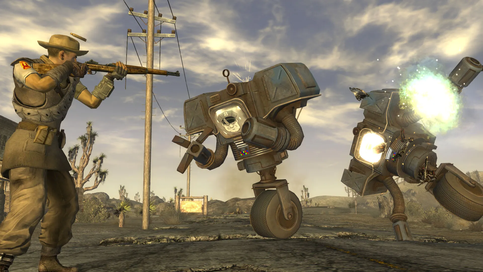 Fighting Securitrons in Fallout: New Vegas