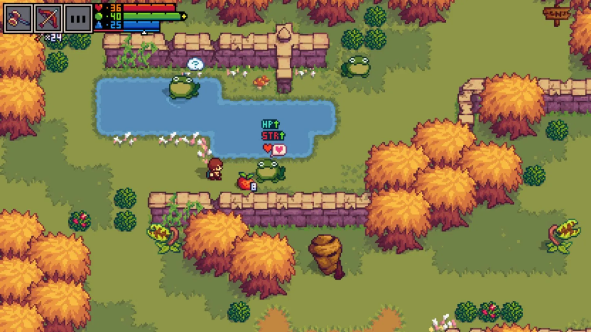 Giao diện Creature Keeper với thú cưng pixel và khung cảnh khám phá
