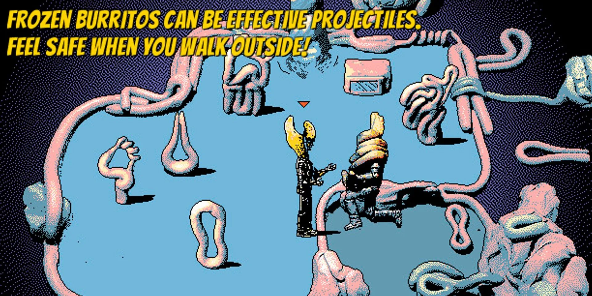 Giao diện cửa hàng trong Hylics: thẩm mỹ claymation và màu sắc siêu thực thể hiện phong cách nghệ thuật độc đáo