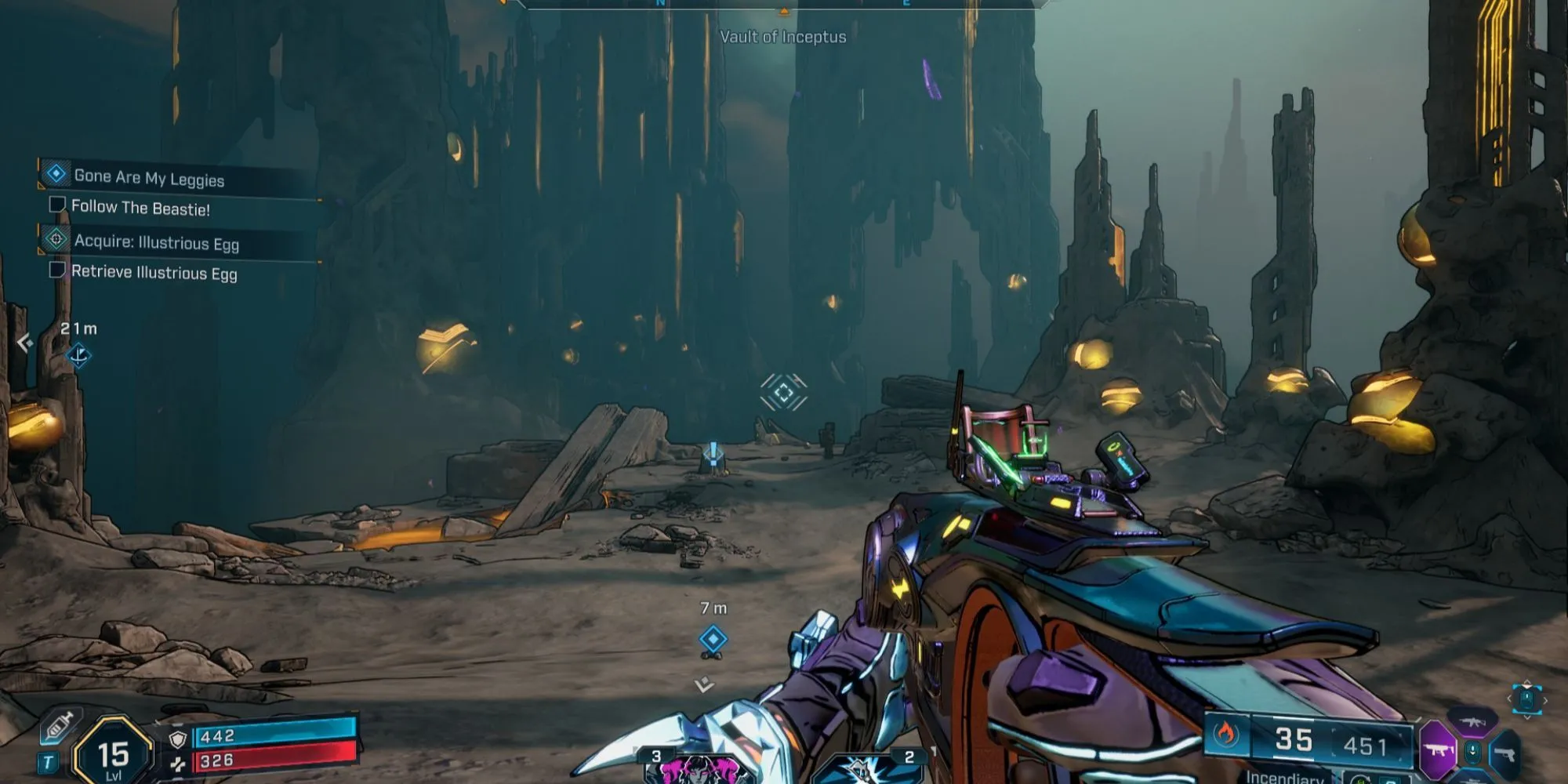 Giao diện game Borderlands 4 với hiệu ứng ánh sáng và nhân vật hành động
