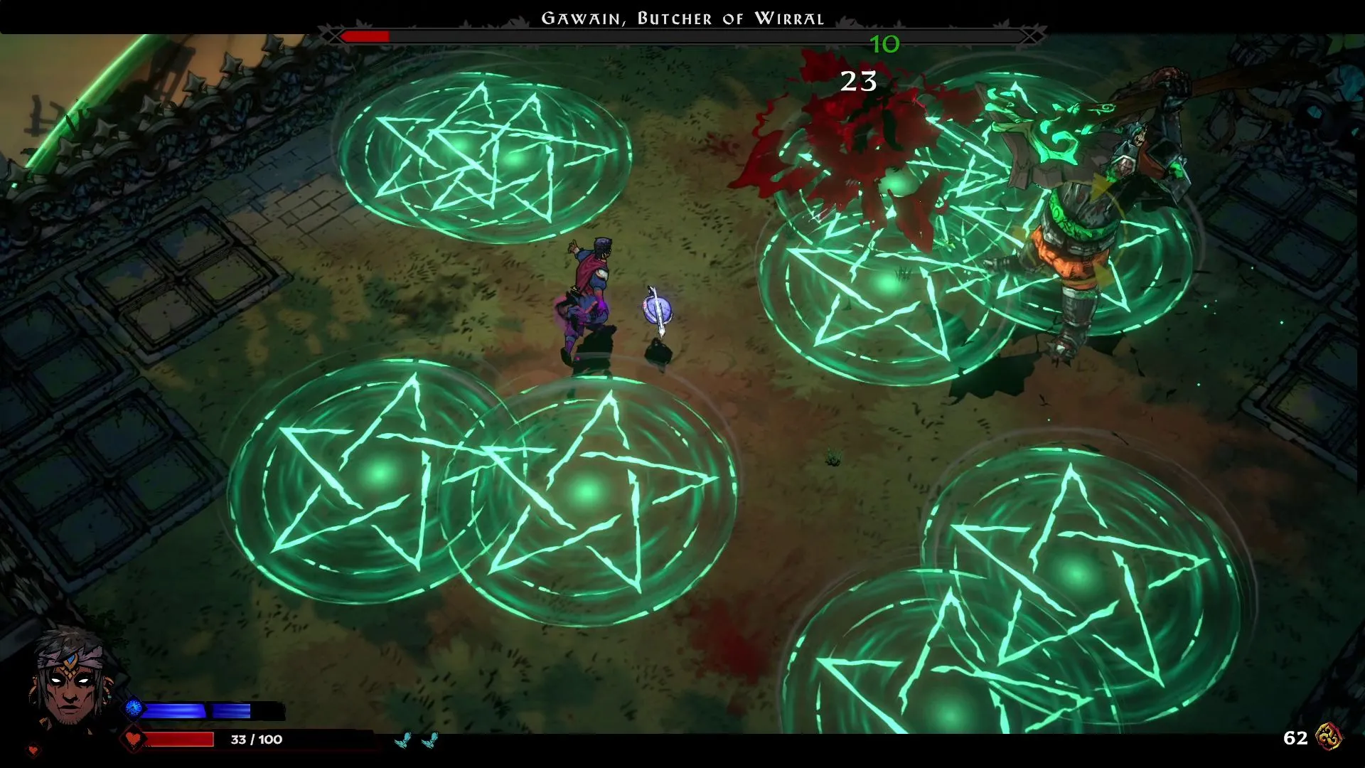 Giao diện Sworn mô tả hệ thống chamber và phần thưởng trong roguelite Camelot