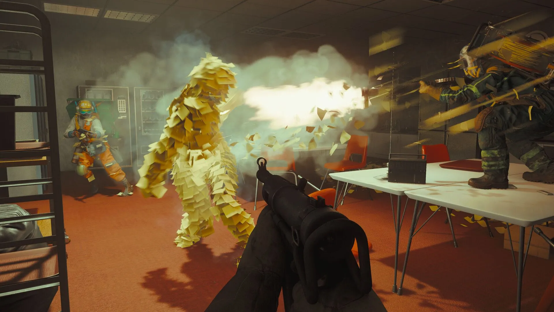 Góc nhìn thứ nhất gameplay FBC: Firebreak mô tả chiến đấu trong môi trường Mold và thiết kế vũ khí