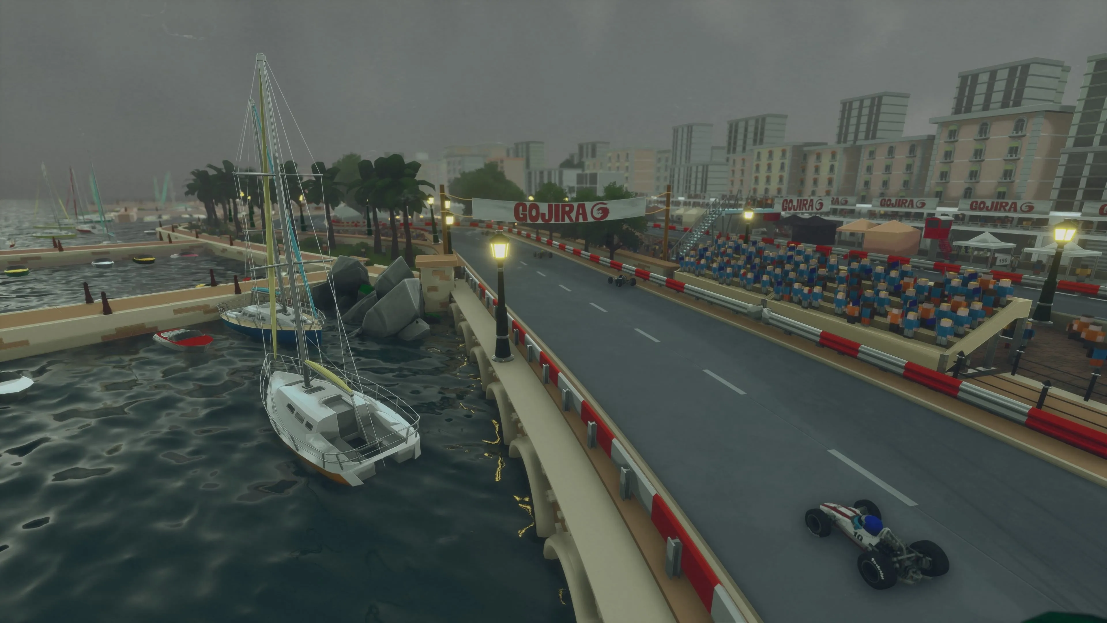 Góc nhìn trong xe, hiển thị pop-in texture trên track là hạn chế cần khắc phục