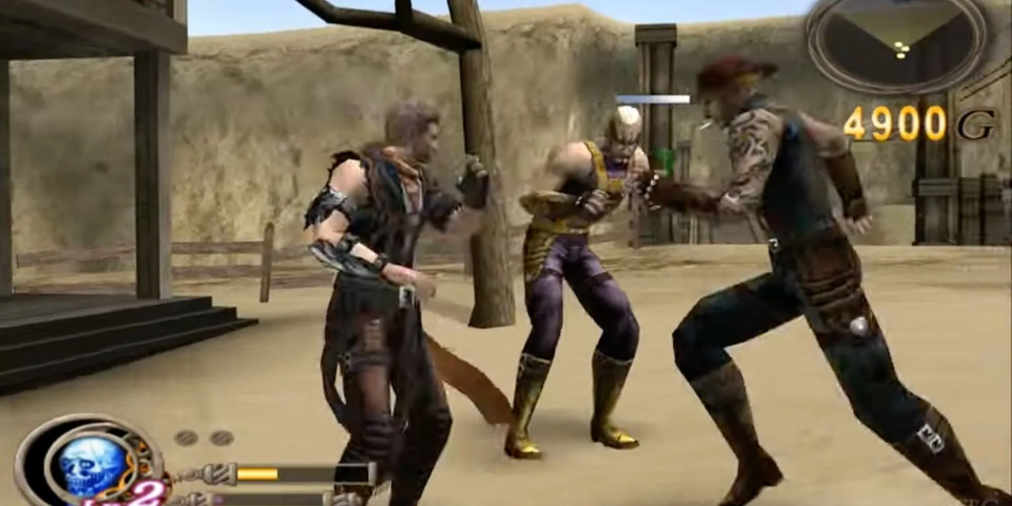 God Hand: gameplay đánh nhau với hai đối thủ