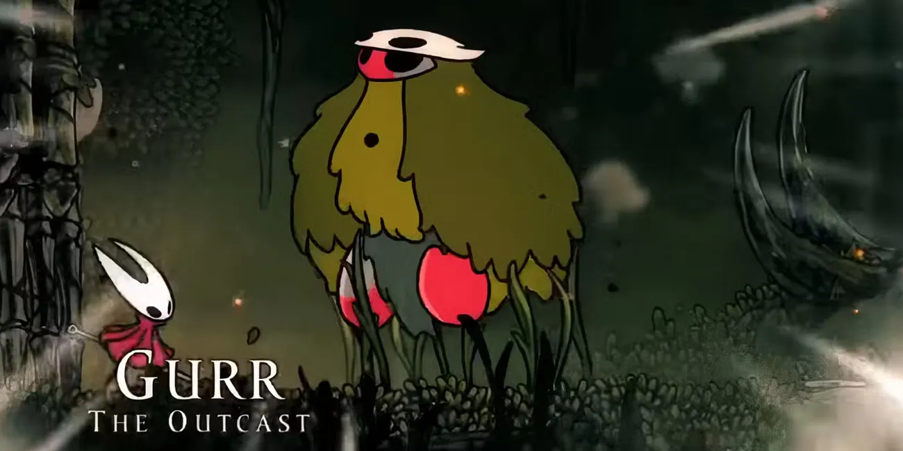 Gurr the Outcast thể hiện đòn dash ngang đơn giản trong Far Fields, Silksong