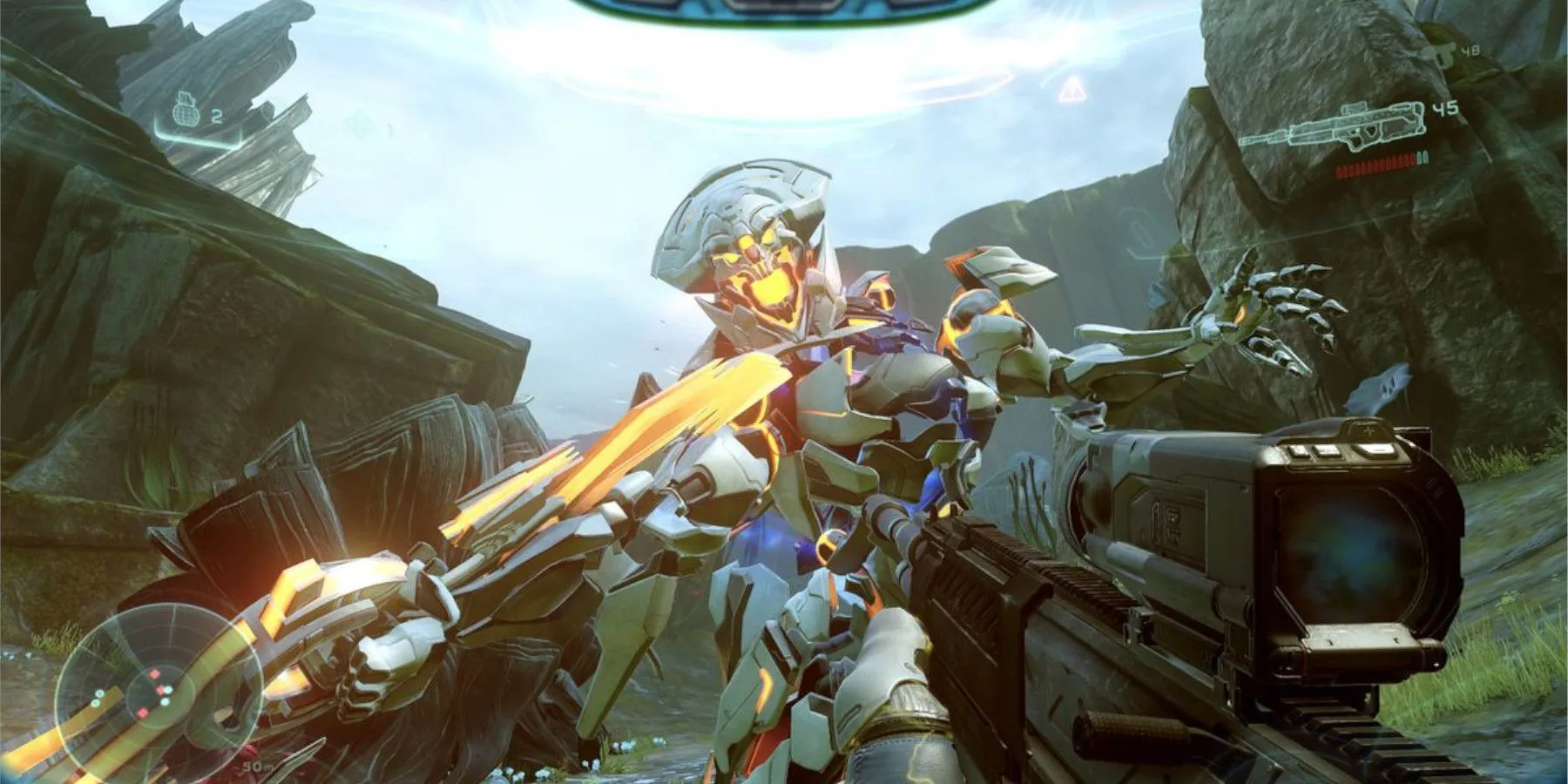 Halo 5 - cảnh hành động với quân đội và vũ khí đặc trưng