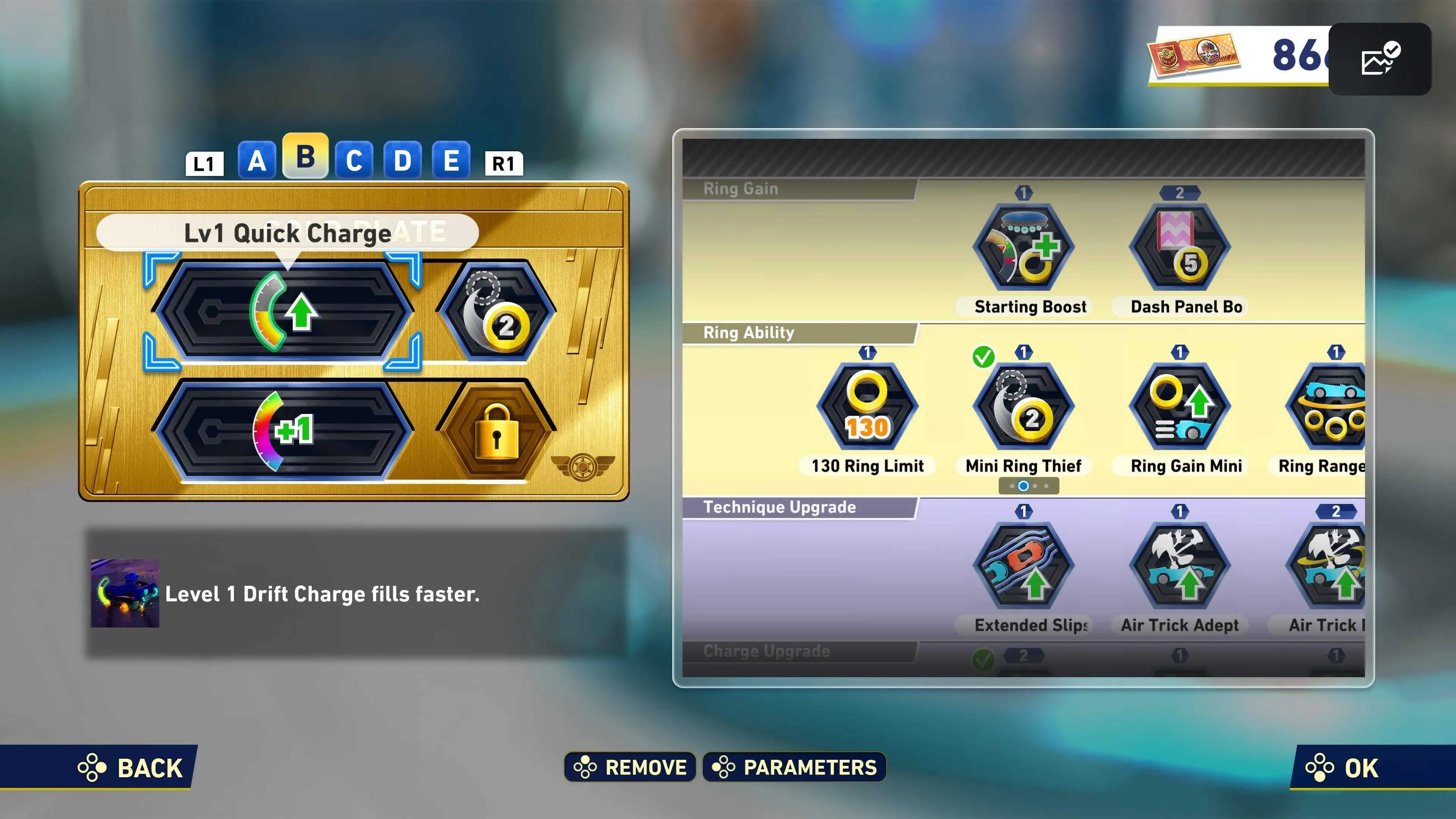 Hệ thống Plate của Sonic Racing: Crossworlds, mô tả giao diện và lựa chọn ability trước race