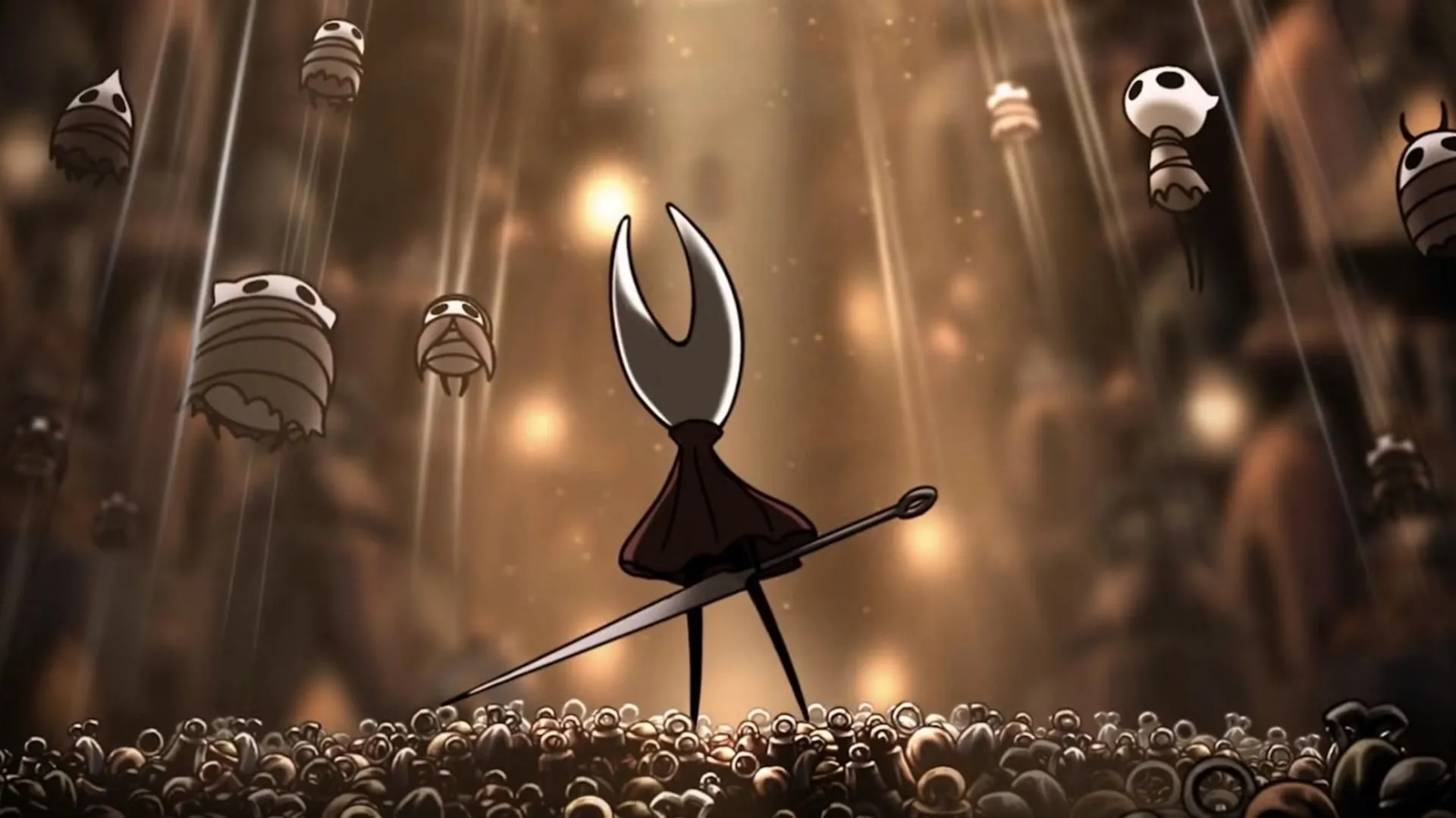 Hình ảnh Hollow Knight: Silksong mô tả cảnh nhịp độ nhanh và platforming khắt khe, nhấn mạnh yêu cầu di chuyển chính xác