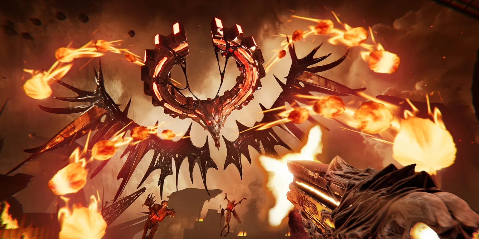 Hình ảnh Metal: Hellsinger — cảnh bắn theo nhịp với hiệu ứng âm nhạc mạnh mẽ