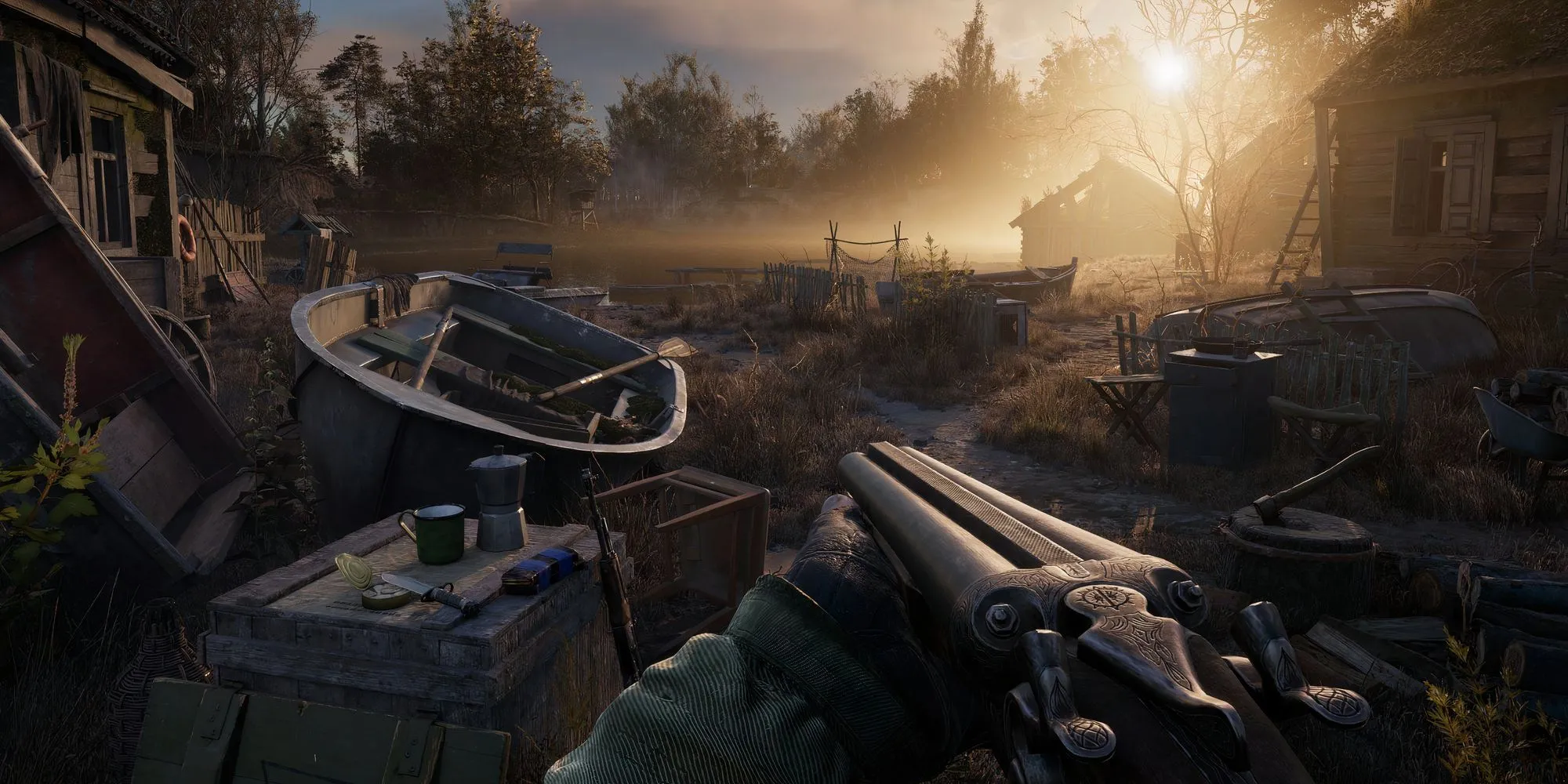 Hình ảnh quảng bá STALKER 2 minh họa nhân vật Skif trong PSA cảnh báo mìn ở khu đô thị Ukraine