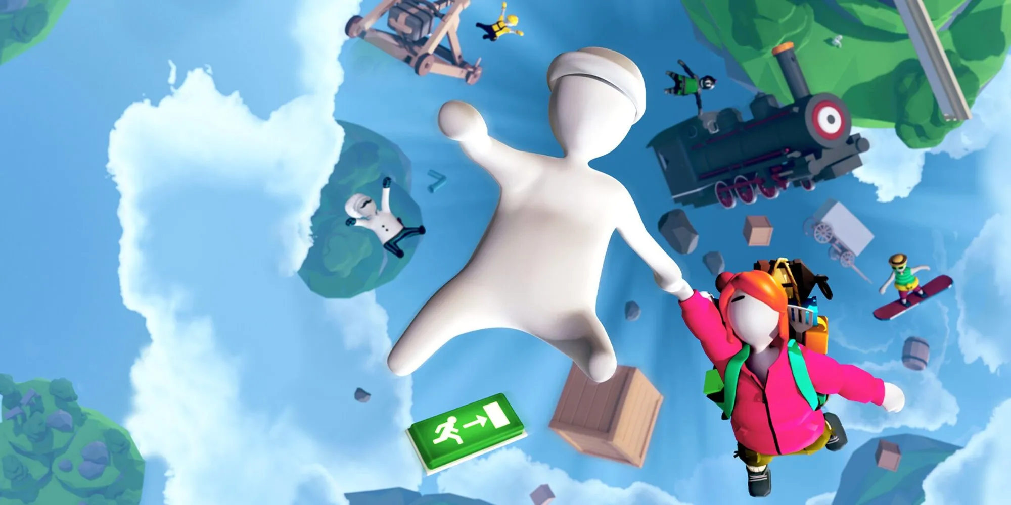 Hình cảnh Human: Fall Flat với nhân vật mềm mại đang giải câu đố vật lý trong môi trường vui nhộn