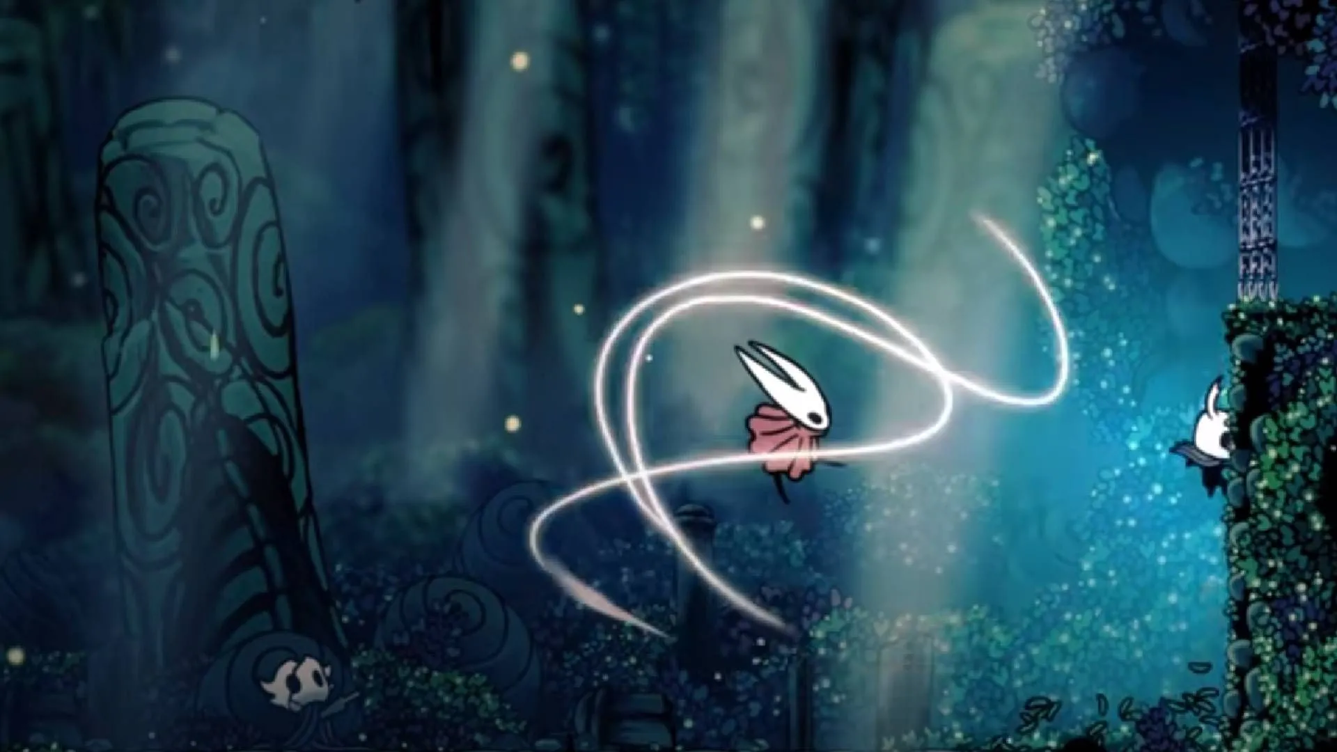 Hornet trong Hollow Knight trong tư thế tấn công nhanh nhạy