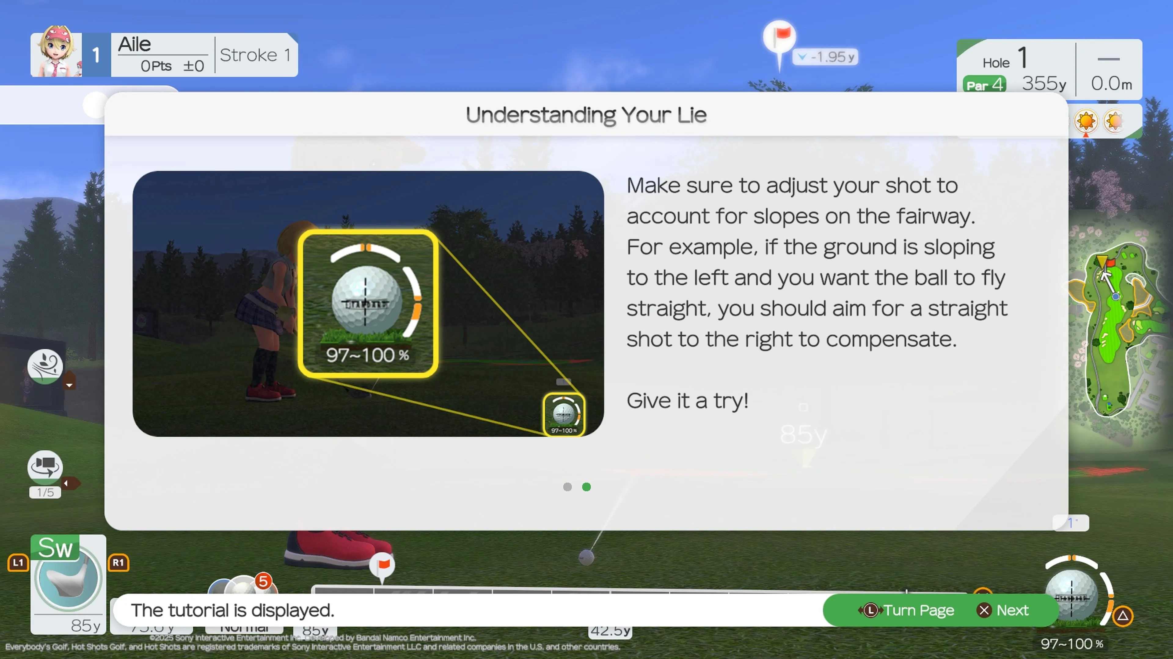 Hướng dẫn và tutorial trong game giúp người mới nắm cơ bản golf 101
