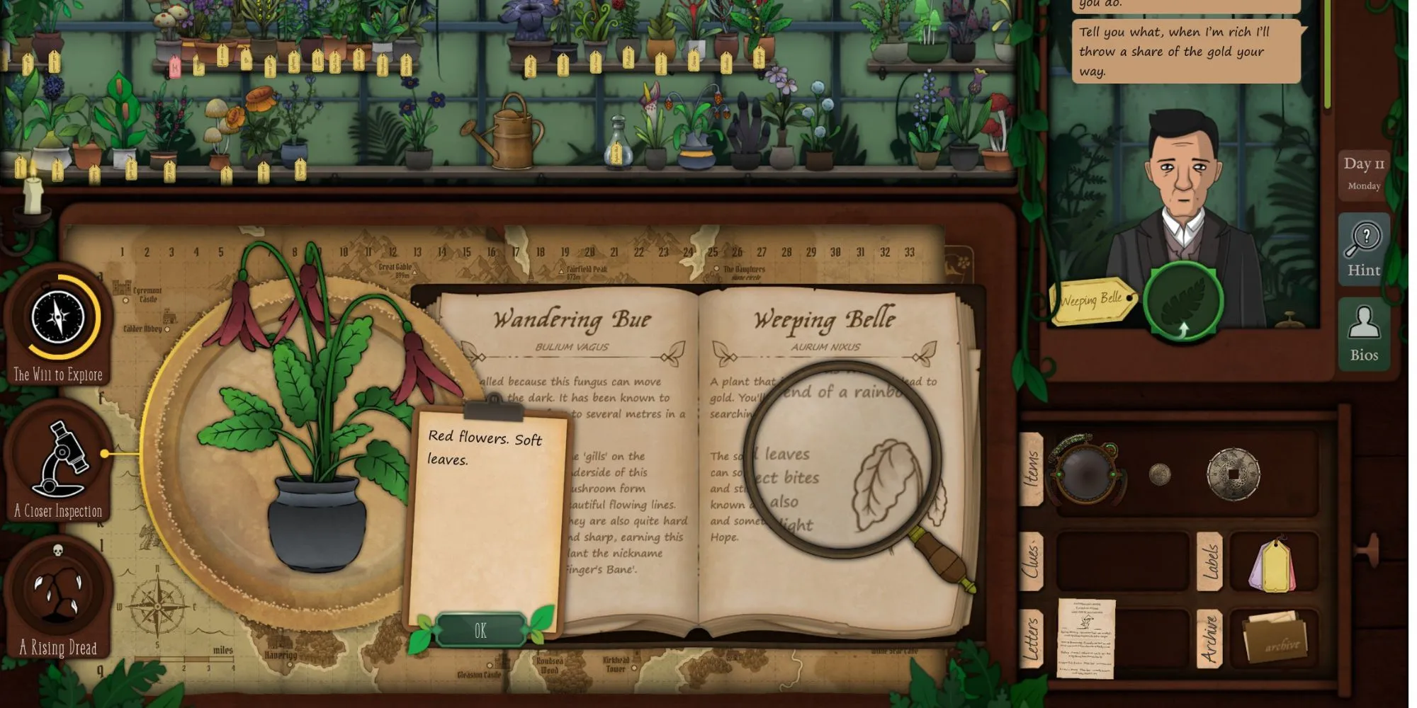 Khám phá loài mới trong Strange Horticulture, minh họa công đoạn nhận diện và ghi chép