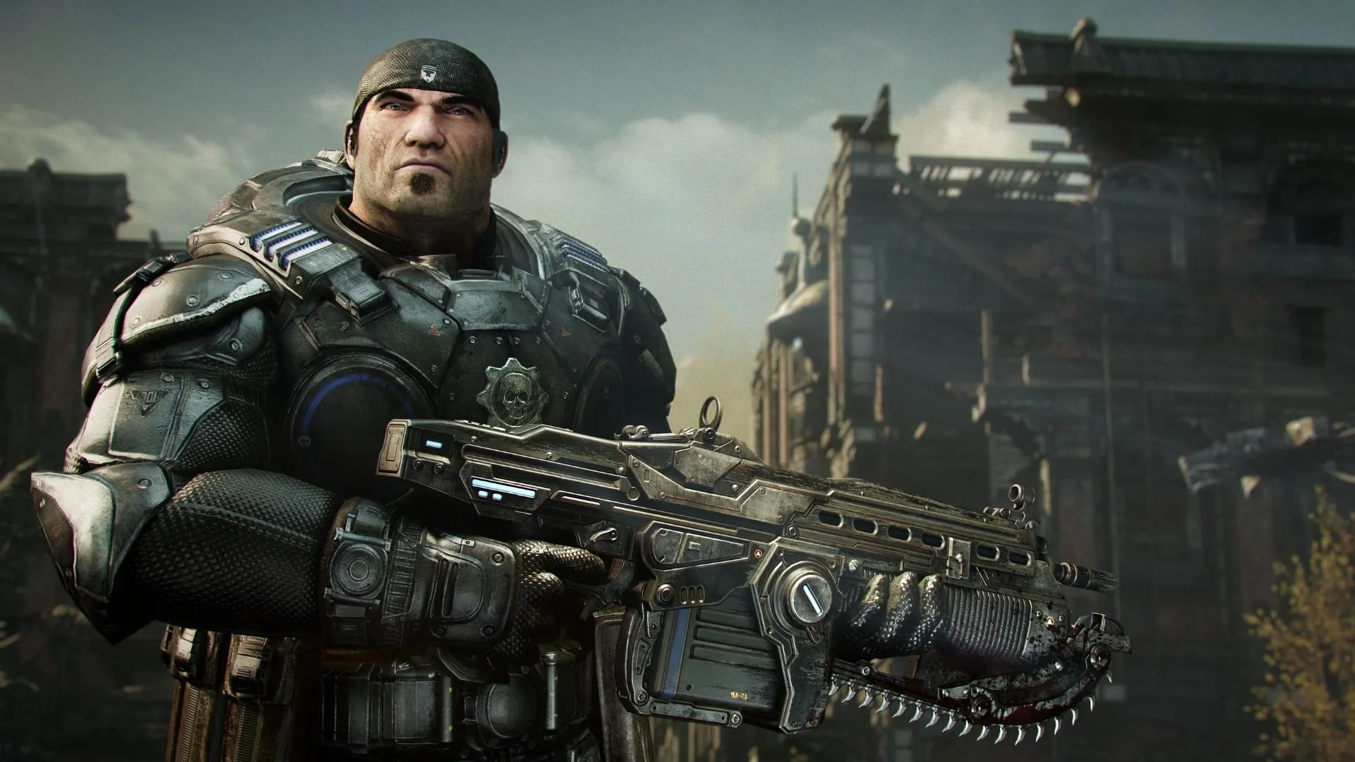 Khẩu Gnasher trong trận đấu đa người của Gears of War: Reloaded, thể hiện cơ chế cận chiến và blind-fire