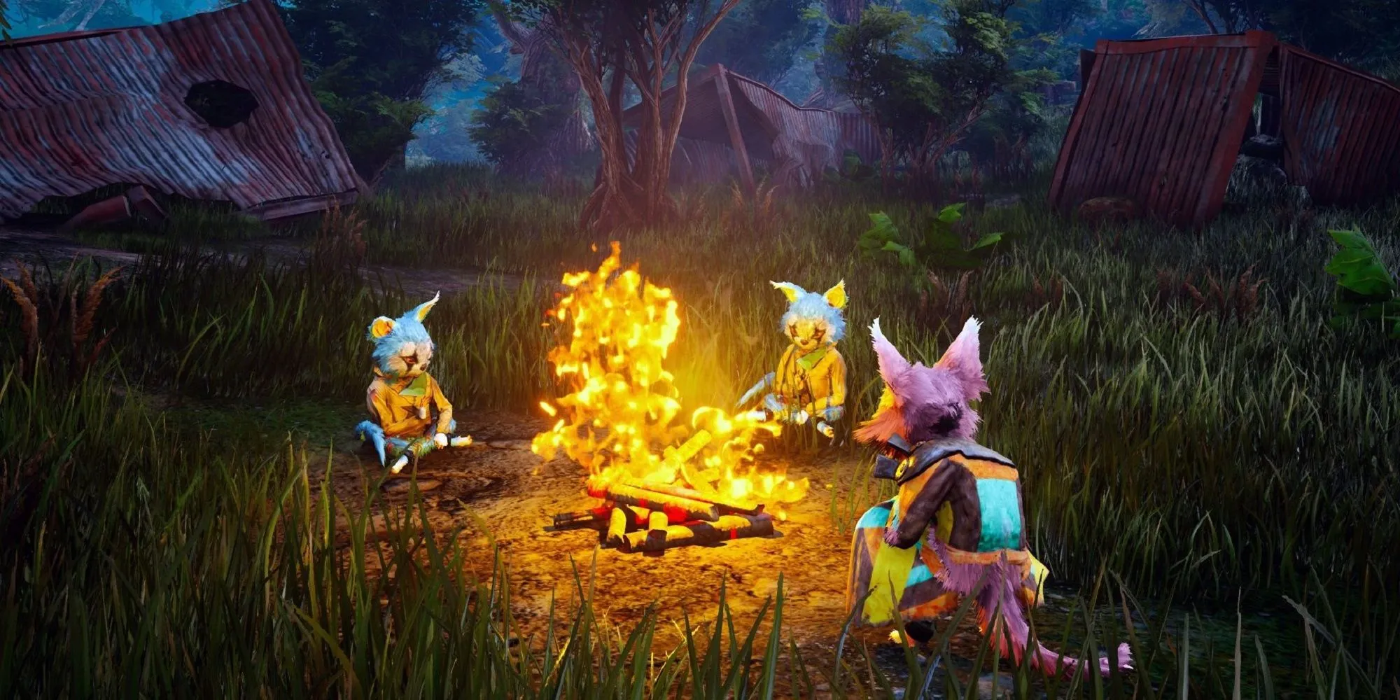 Khung cảnh màu sắc và nhân vật chính trong Biomutant, minh họa phong cách nghệ thuật tươi sáng vốn được khen ngợi