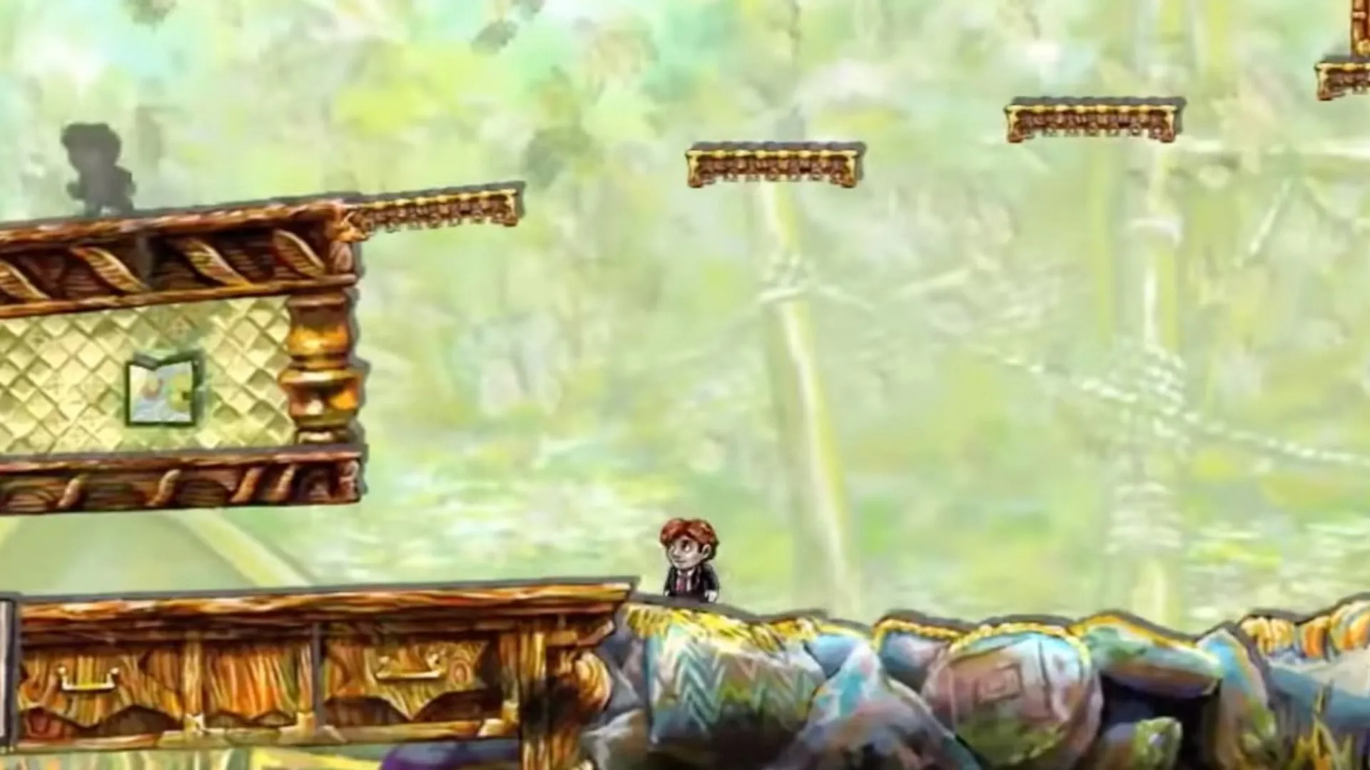 Khung cảnh puzzle thời gian trong Braid, nơi câu chuyện và cơ chế hòa làm một