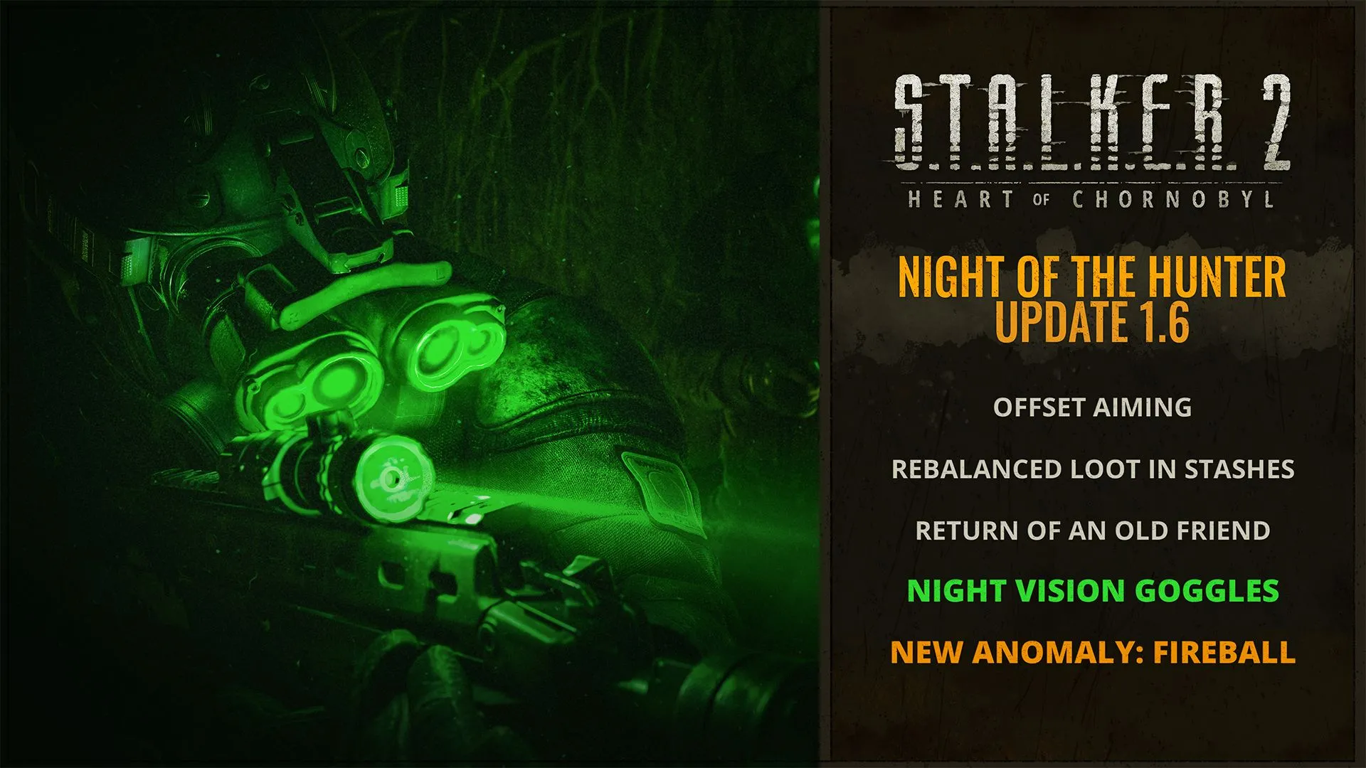 Kính nhìn ban đêm Night Vision trong STALKER 2, cải thiện chiến thuật ban đêm và tầm nhìn của NPC