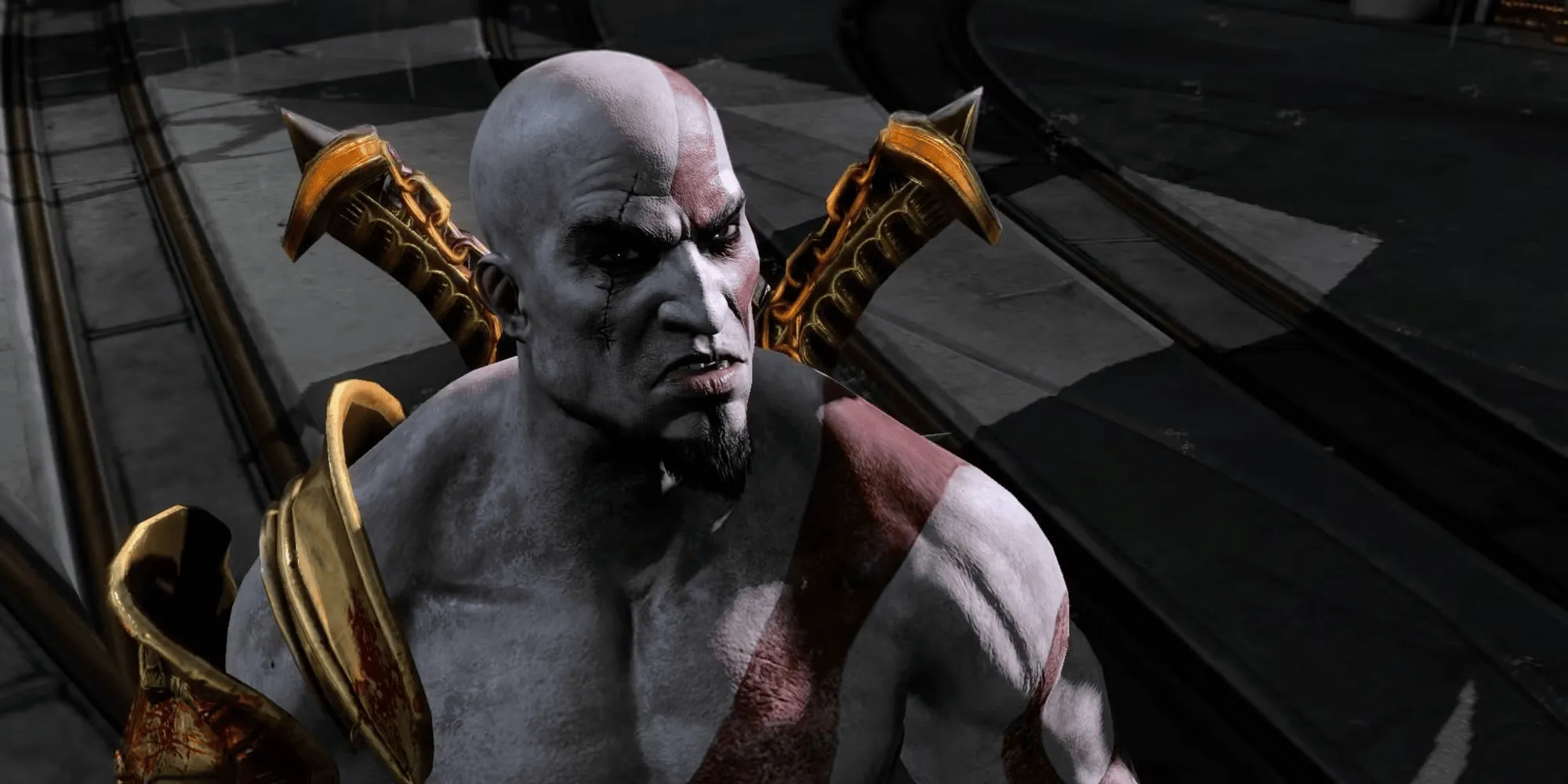 Kratos trong hành động hủy diệt, minh họa cường độ boss fight và tàn bạo