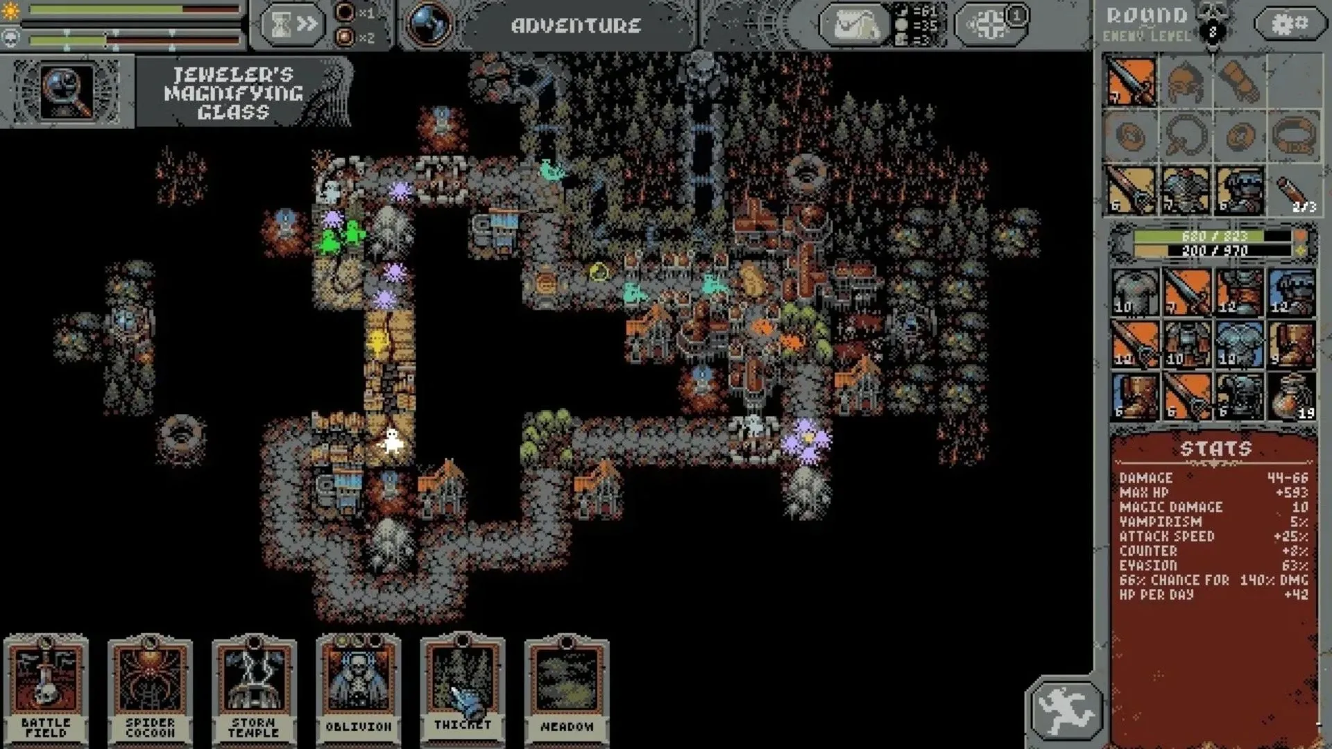 Loop Hero: bảng chiến lược thẻ và đường lặp