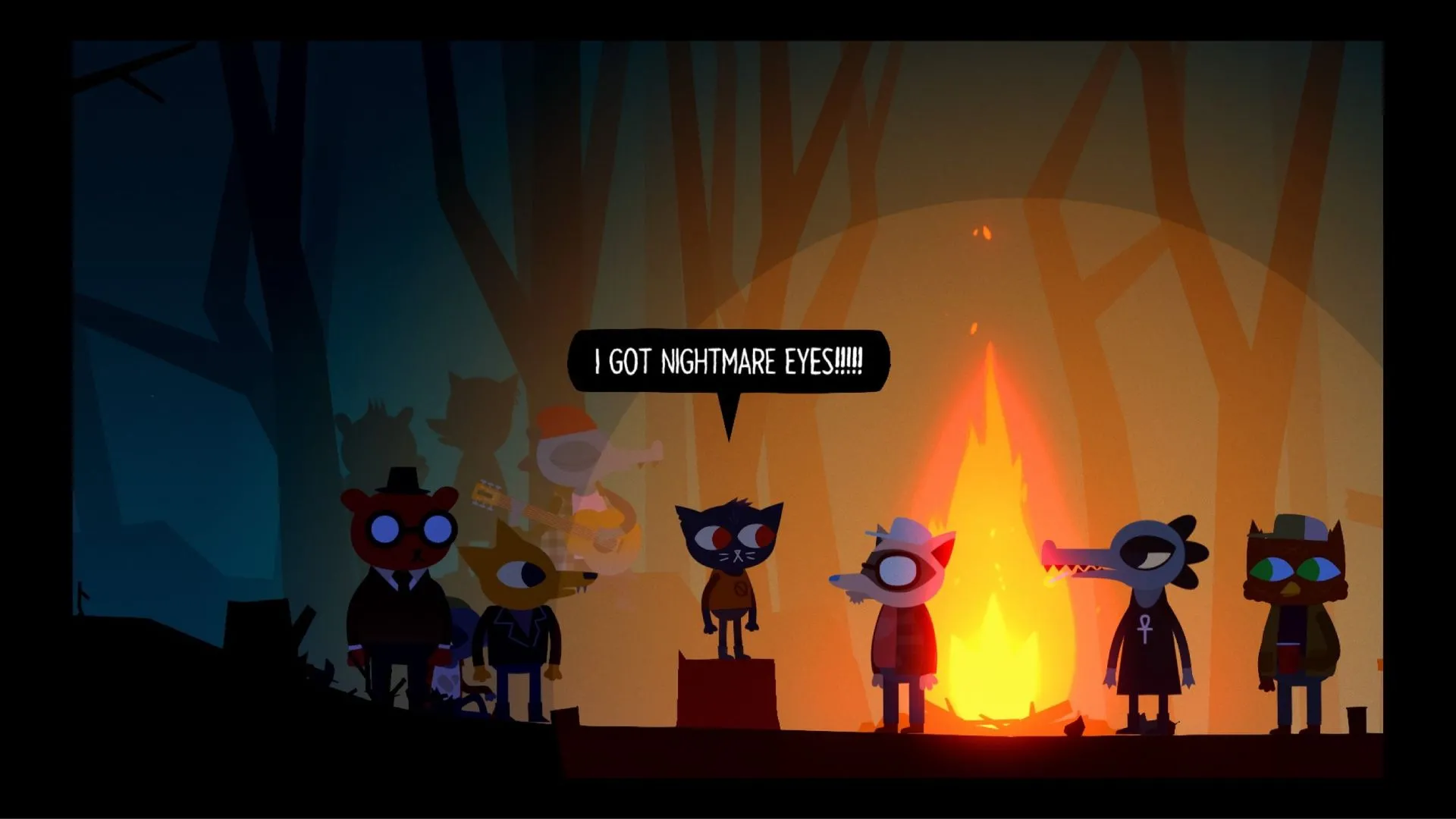 Mae trong Night in the Woods ở khung cảnh đêm, biểu đạt yếu tố tâm lý và giấc mơ ám ảnh