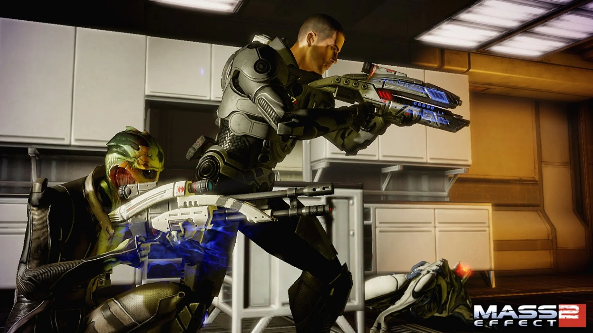 Mass Effect 2 – cảnh chiến đấu đội hình vũ trụ và góc nhìn thứ ba của Shepard