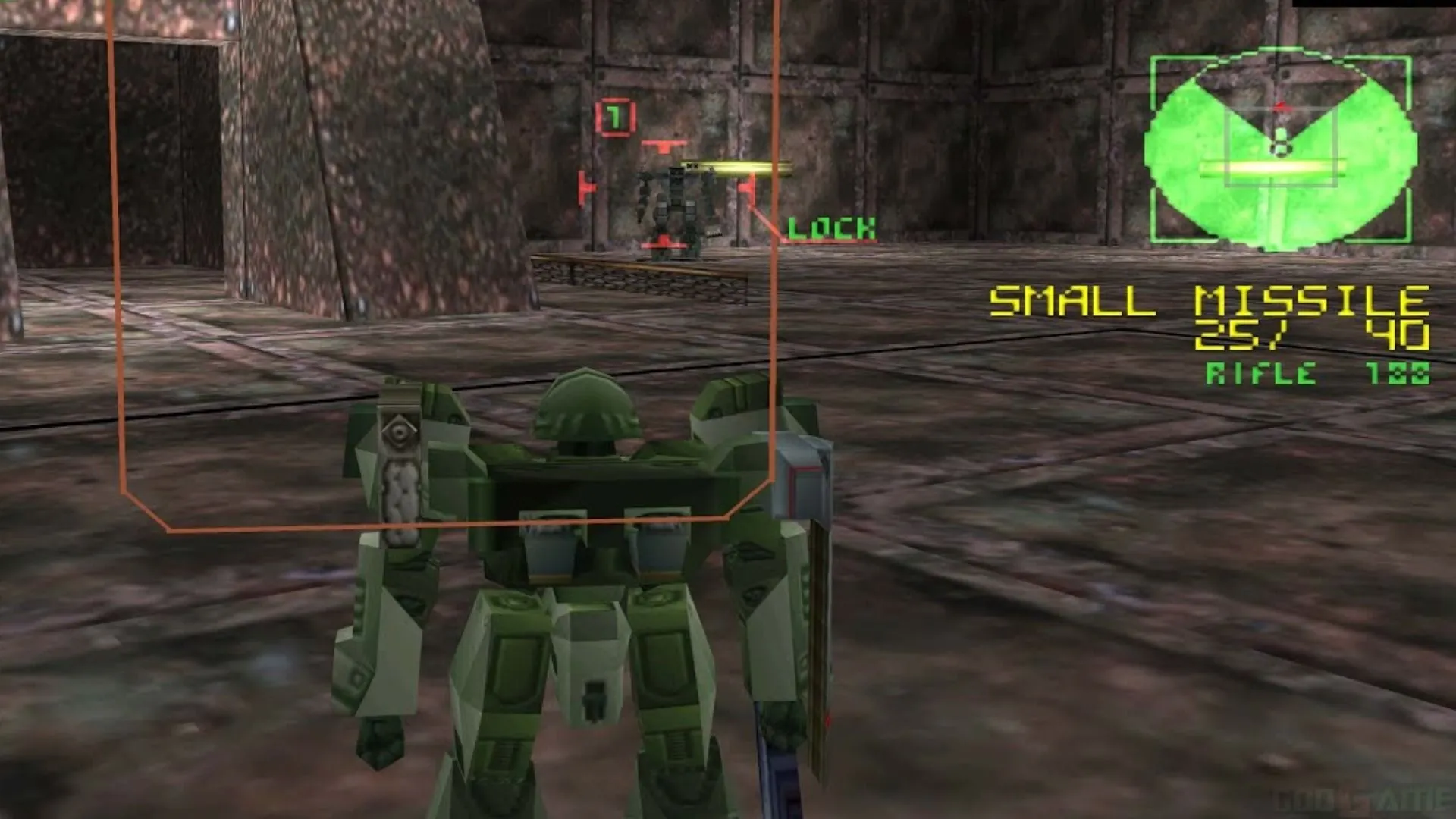 Mecha chiến đấu trong Armored Core với giao diện HUD đặc trưng