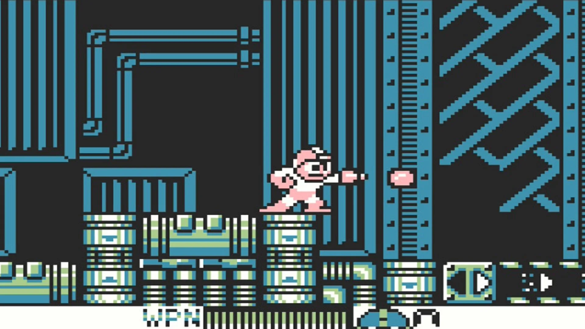 Mega Man bắn tẩu khỏi kẻ thù trong Mega Man V