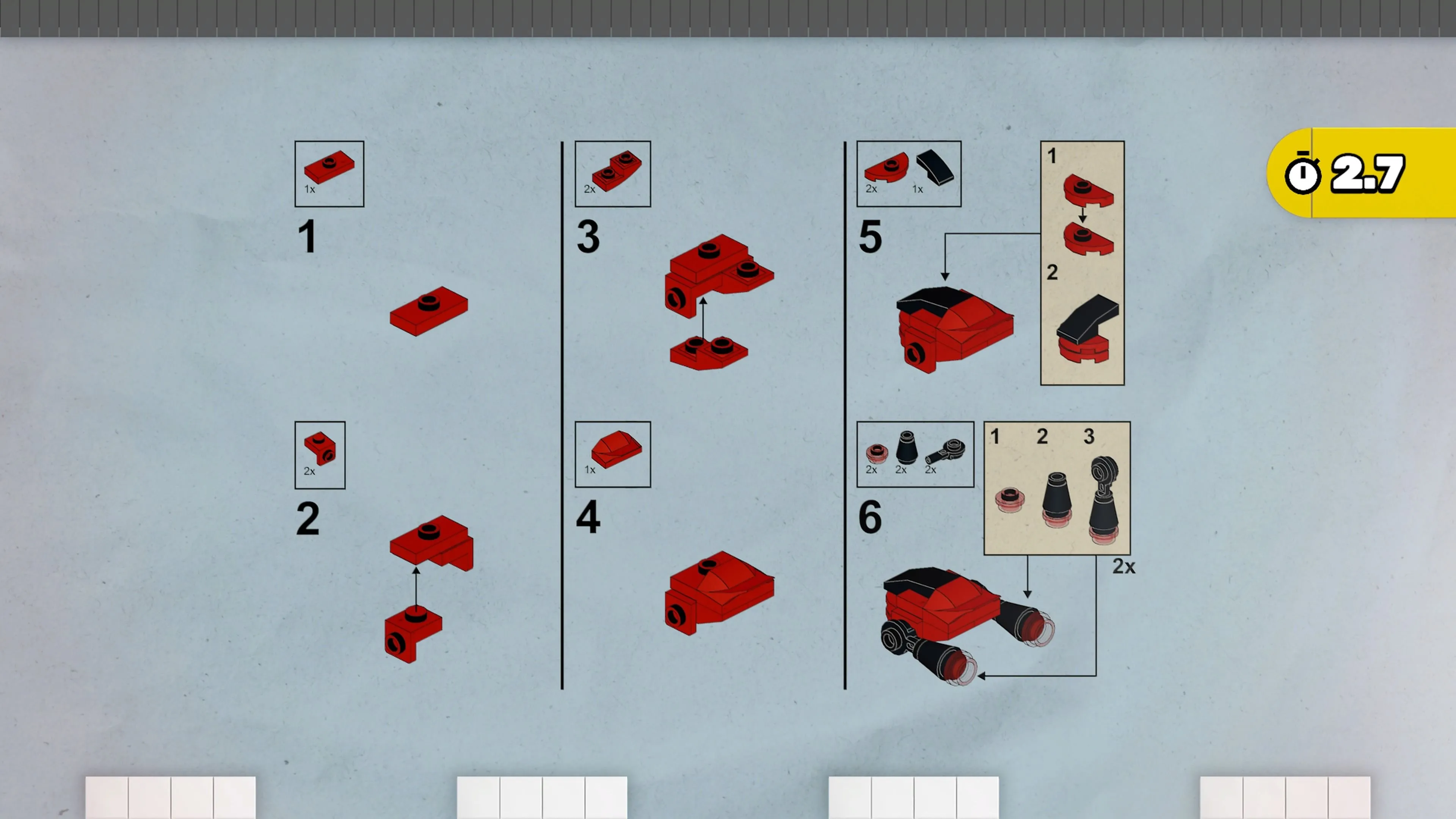 Mini-game Read The Instructions: trang hướng dẫn lắp ghép và mảnh LEGO
