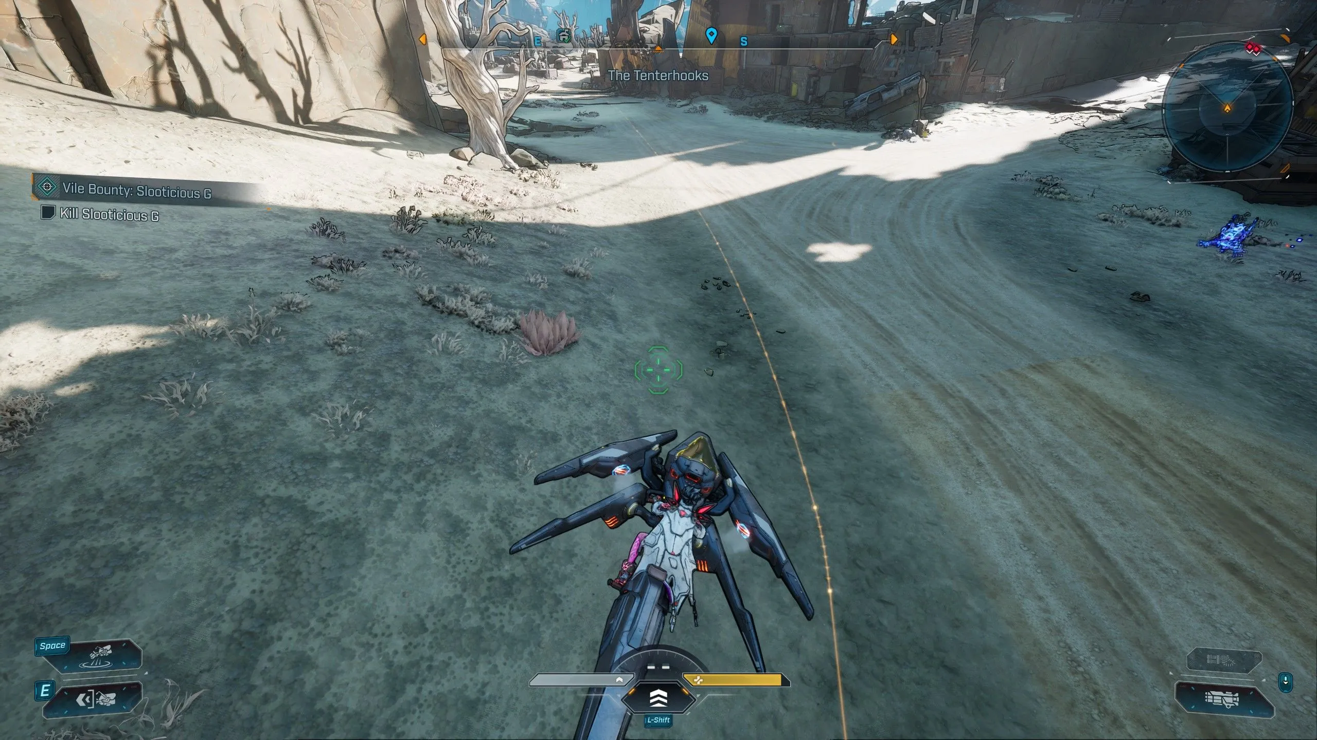 Minimap và waypoint path hiển thị chỉ dẫn hành trình trong Borderlands 4