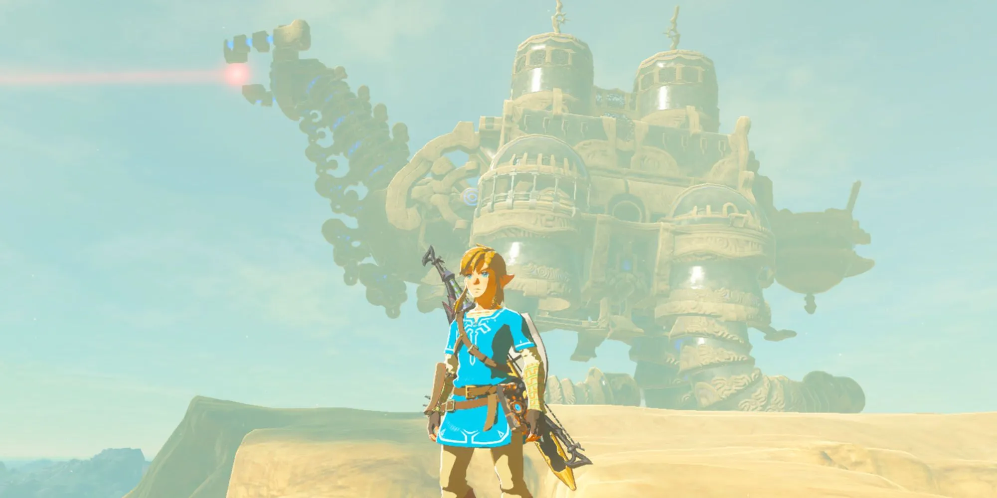 Một dungeon trong Breath of the Wild với cảnh quan hùng vĩ