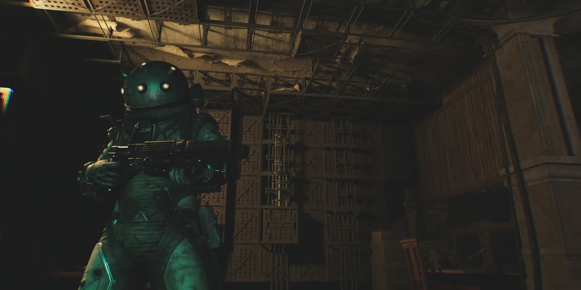 Người chơi cầm Mace JER-5120, shotgun hai nòng trong Cronos: The New Dawn