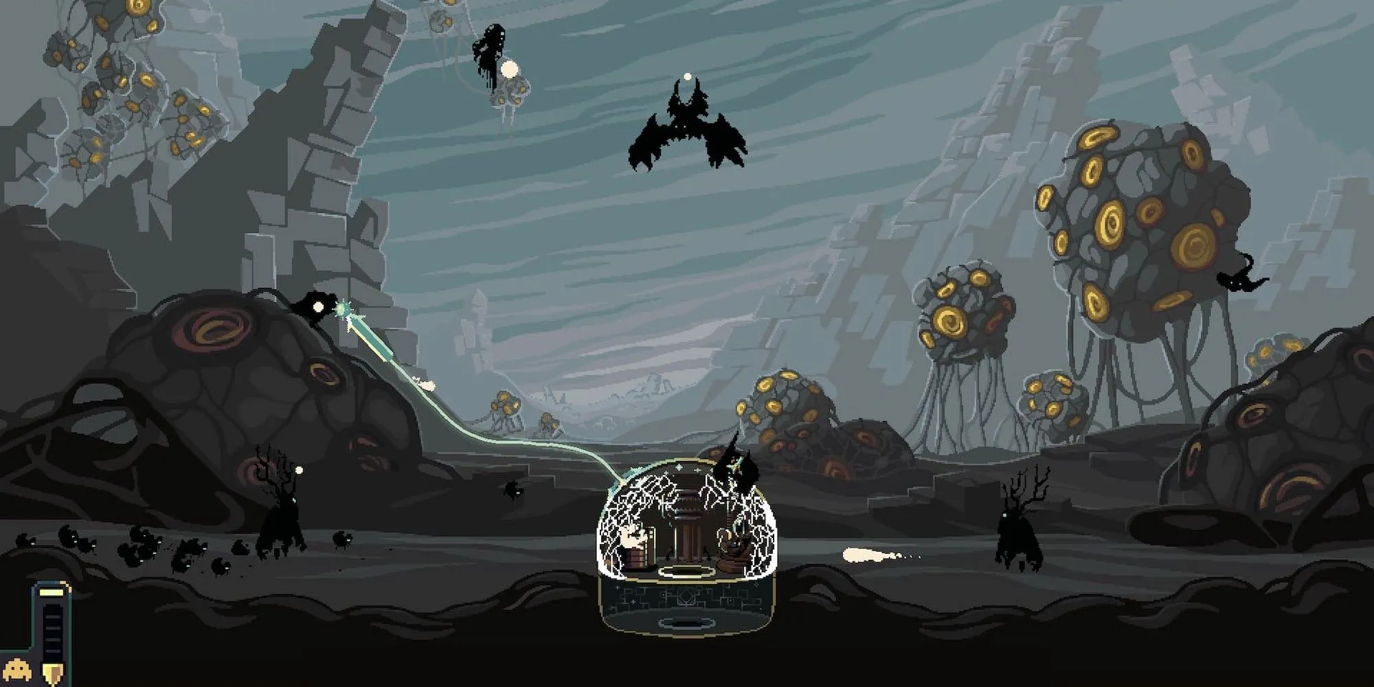 Người chơi chống lại alien trong Dome Keeper