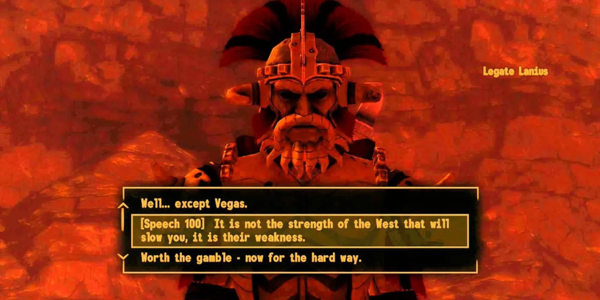 Người chơi thuyết phục Legate Lanius trong Fallout: New Vegas