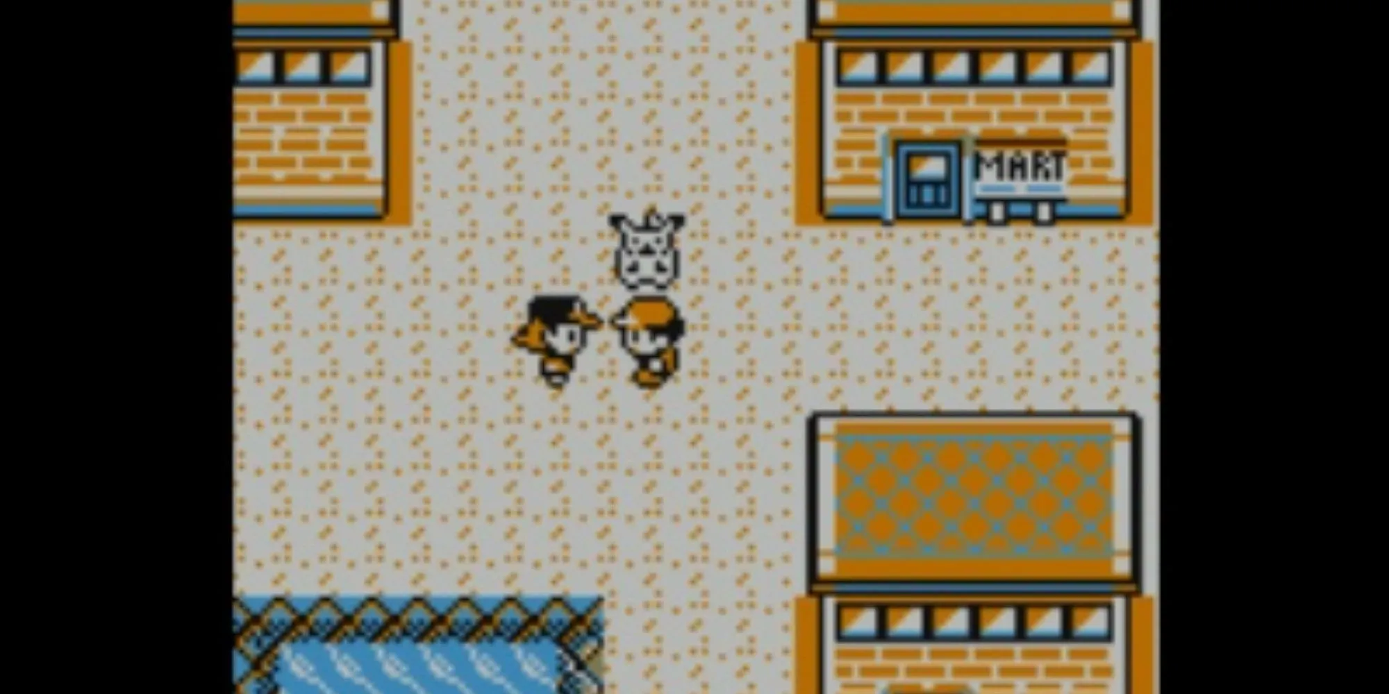 Người huấn luyện trò chuyện với nhân vật chính, Pikachu đồng hành quan sát