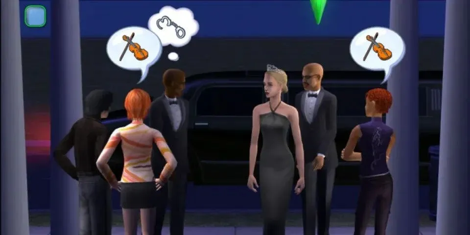 Nhân vật Sims trao đổi trong sự kiện thảm đỏ của The Sims 2