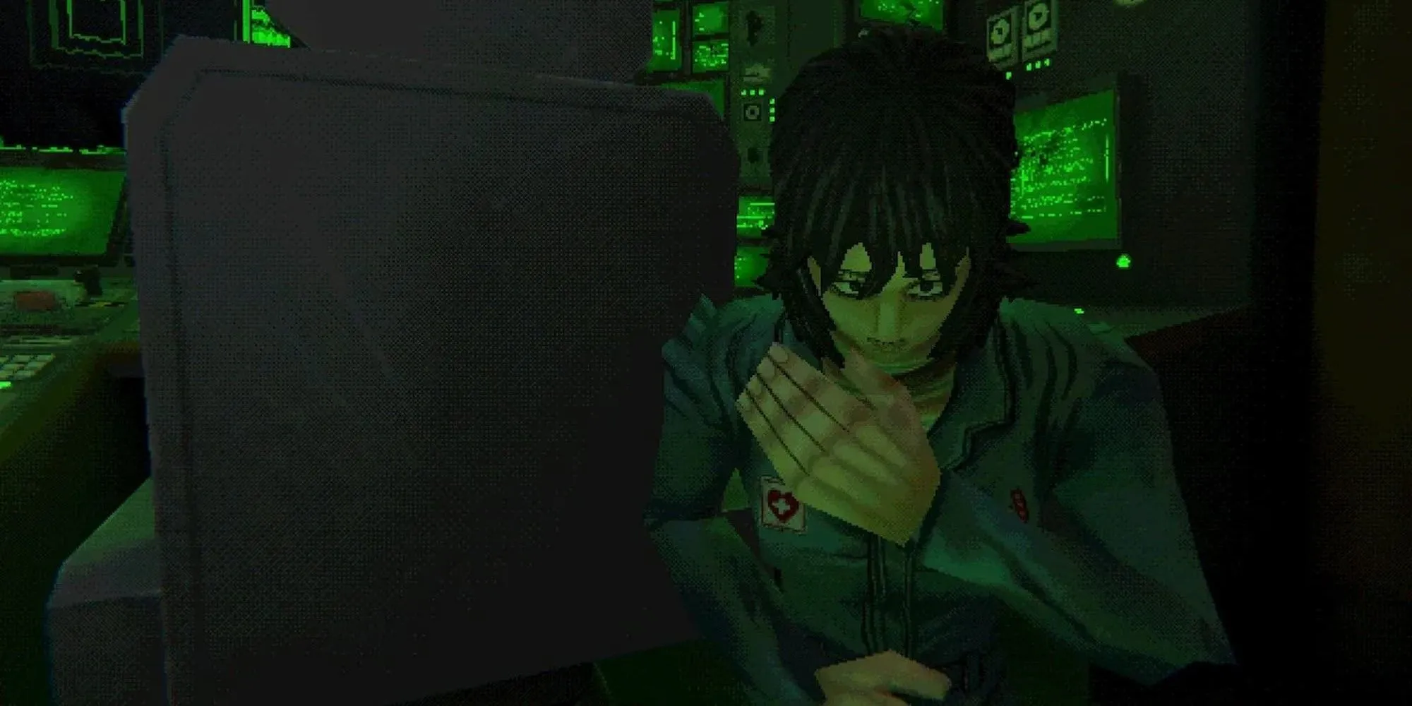 Nhân vật trong Mouthwashing trên nền cảnh nội thất mang phong cách tâm lý kinh dị và tông màu lạnh