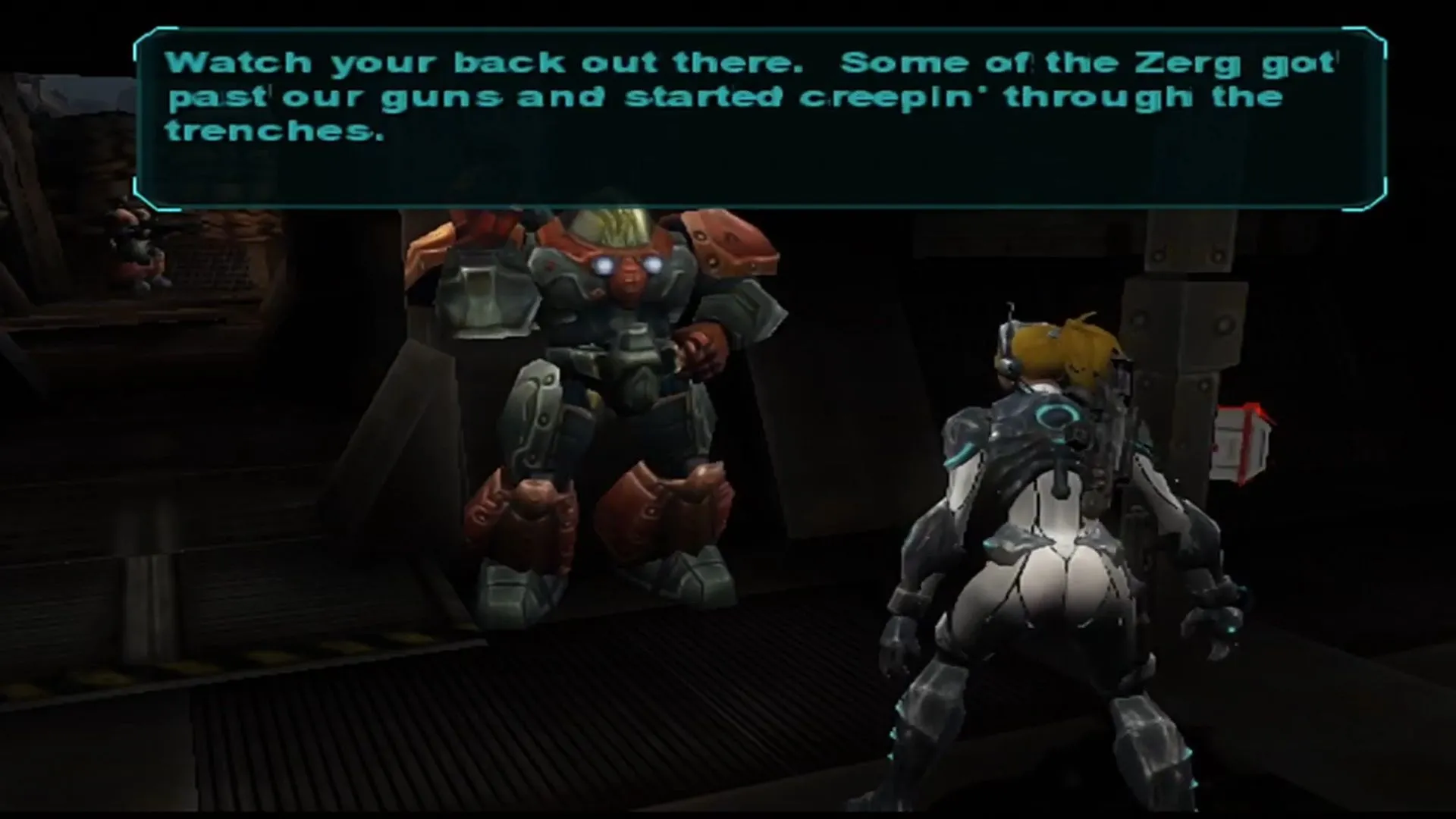 Nova trong một cảnh đối thoại của StarCraft: Ghost, phong cách stealth-action mà PS2 có thể thực hiện