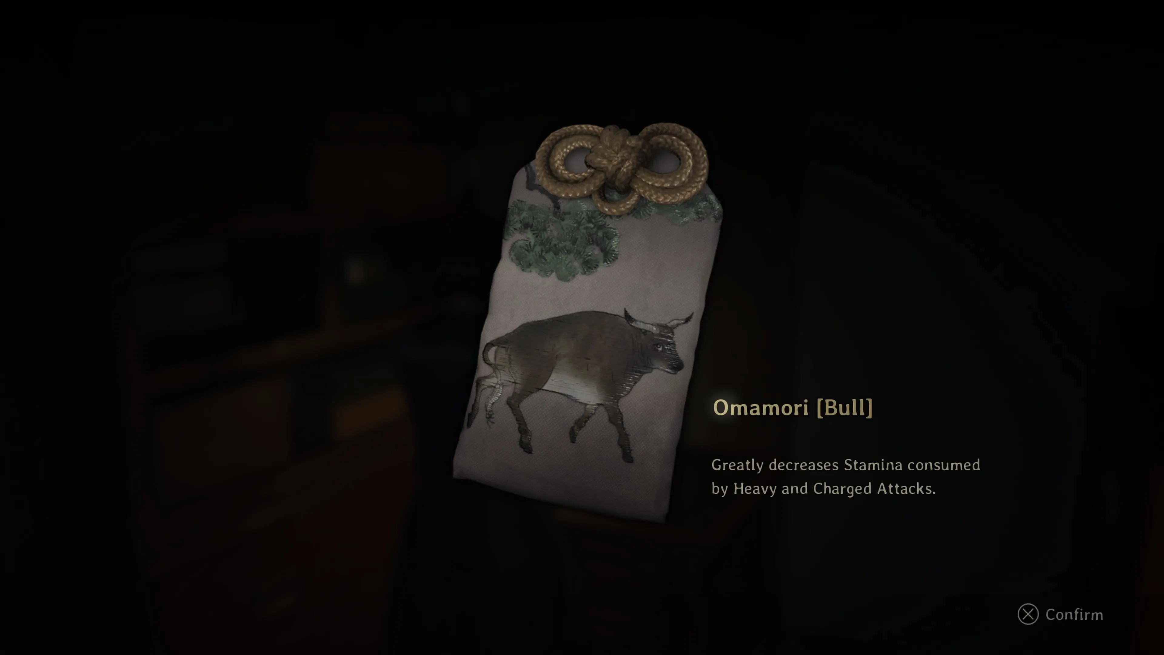 Omamori Bull — giảm tiêu hao stamina cho Heavy/Charged Attacks