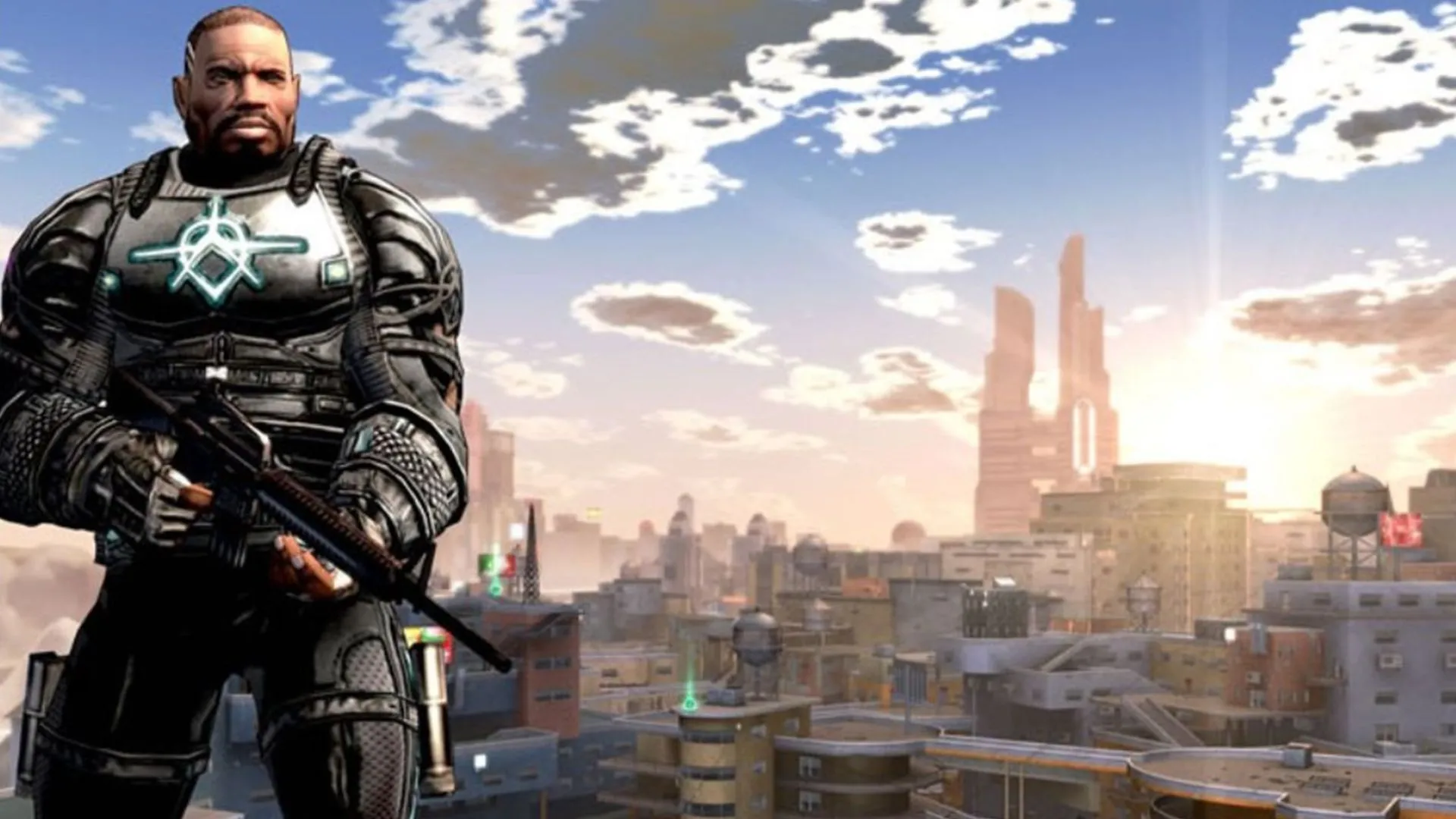 Pacific City trong Crackdown, minh họa khả năng nhảy cao và khám phá chiều cao đô thị