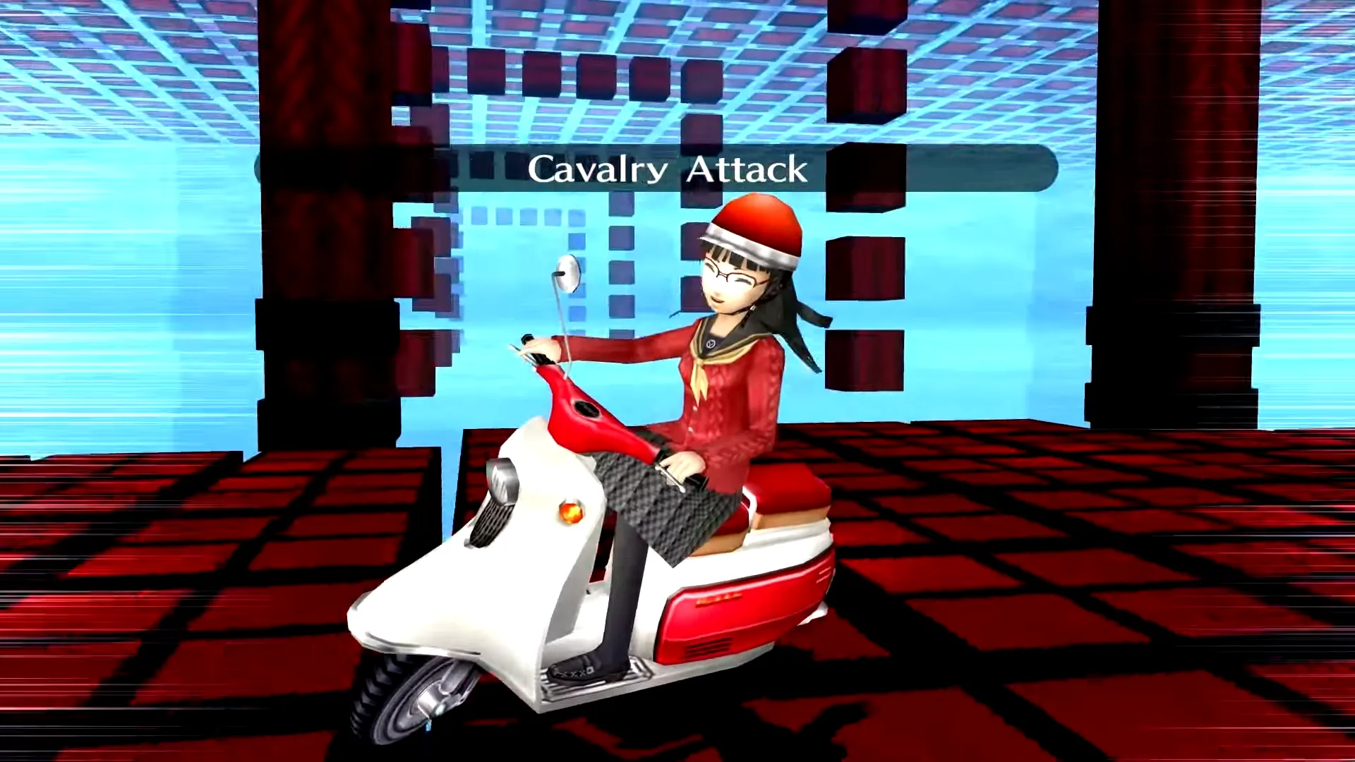 Persona 4 Golden minh hoạ cú đánh Cavalry Attack — ý tưởng biến Persona thành hiệu ứng item trong đua kart
