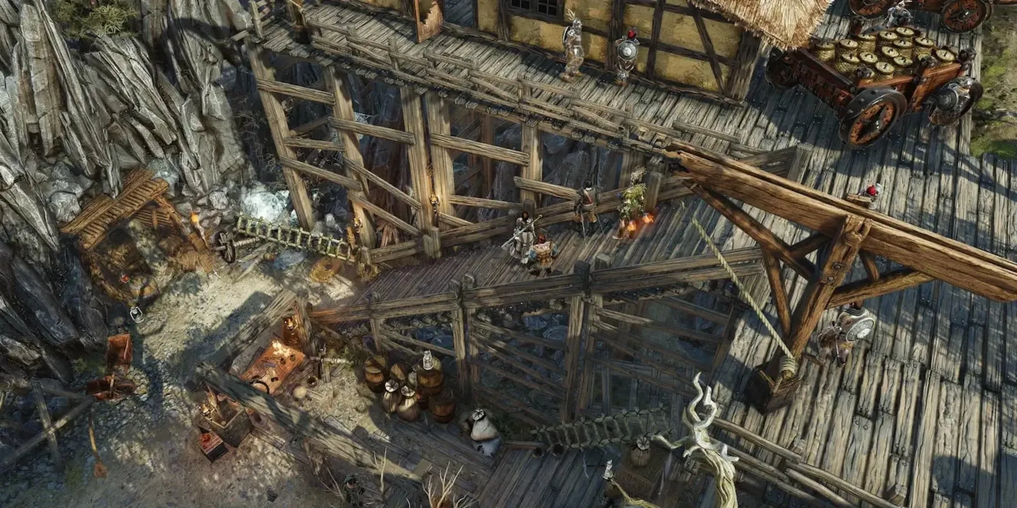 Pháo đài gỗ lạ trong Divinity: Original Sin 2, tạo cảm giác thế giới kỳ dị và đa nghĩa