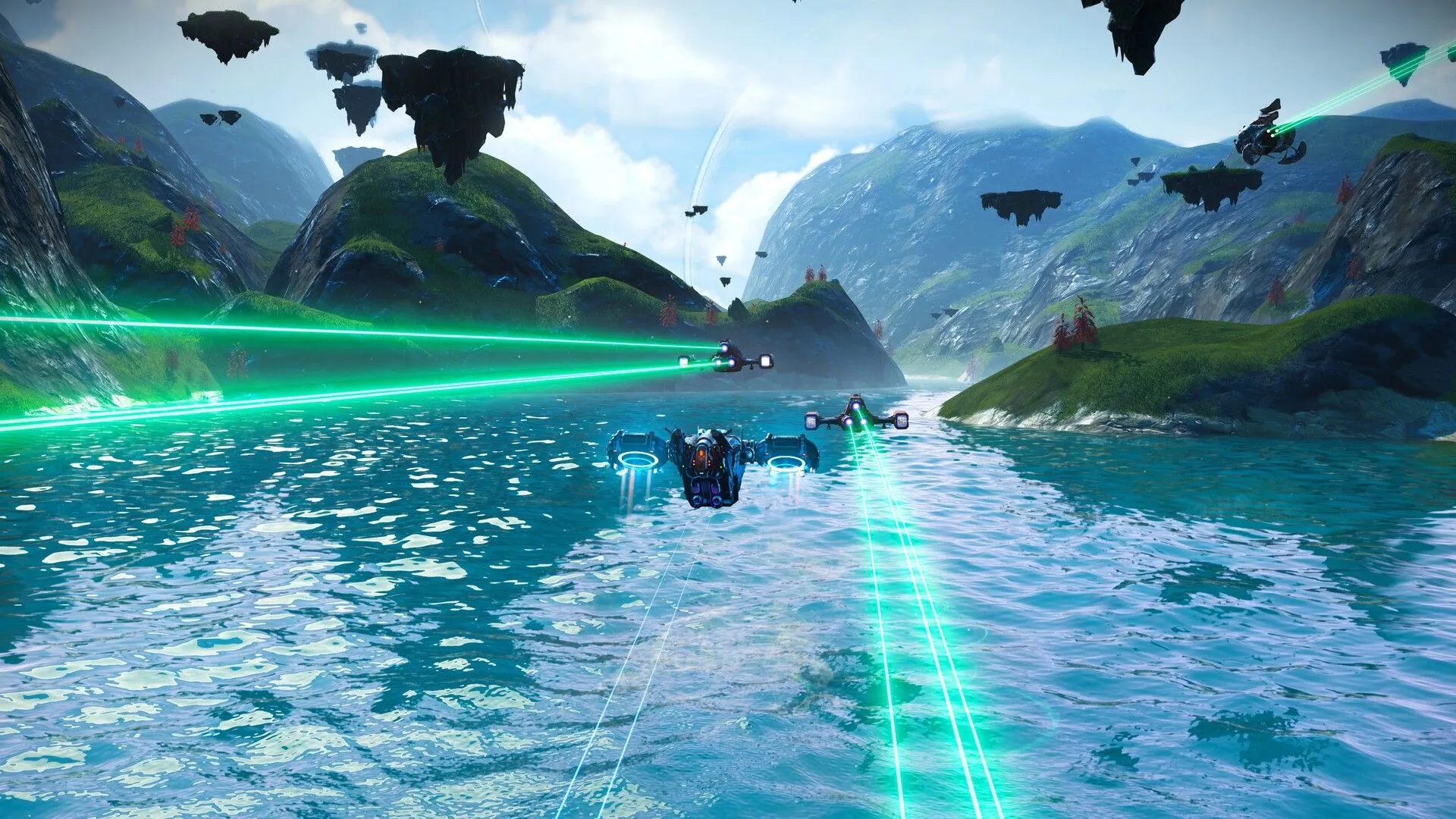 Phi đội tàu và hành tinh nhiều màu sắc trong No Man's Sky, biểu tượng của vũ trụ procedural