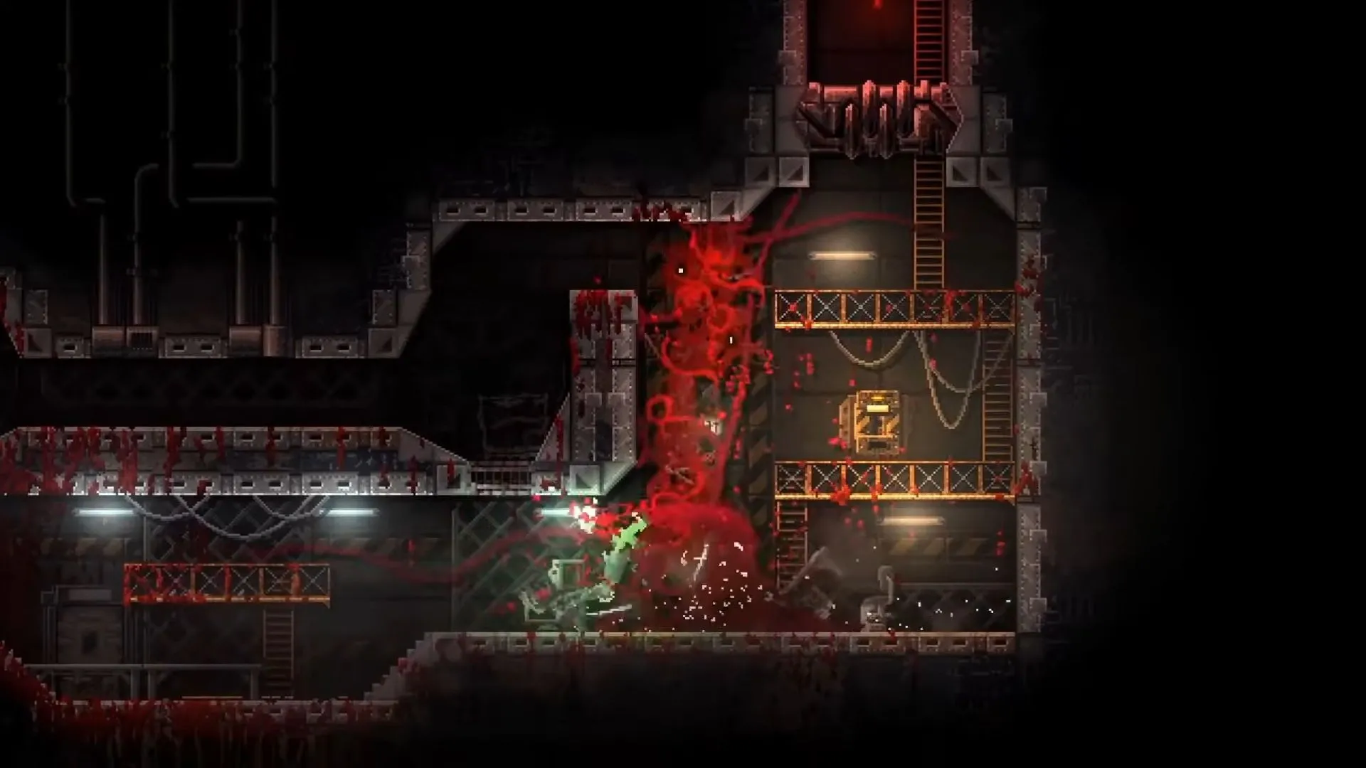 Quái vật trong Carrion đang hấp thụ con người, thể hiện gameplay &quot;đóng vai kẻ săn&quot;