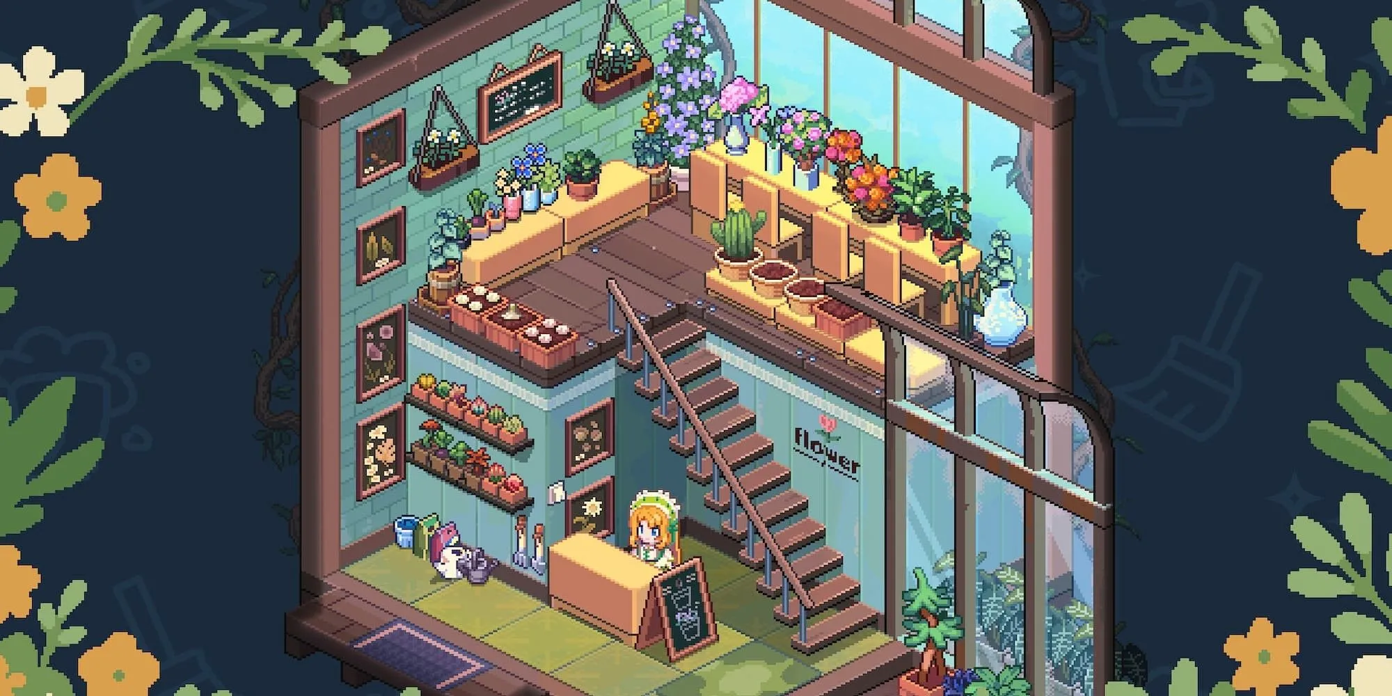 Quầy cửa hàng cây cảnh trong Whisper of the House, mô tả nhiệm vụ trang trí và manh mối câu chuyện