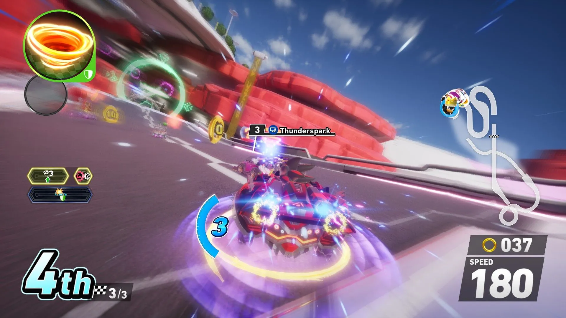 Quick Recovery giảm thời gian bị trúng đòn và phục hồi tốc độ nhanh trong Sonic Racing Crossworlds
