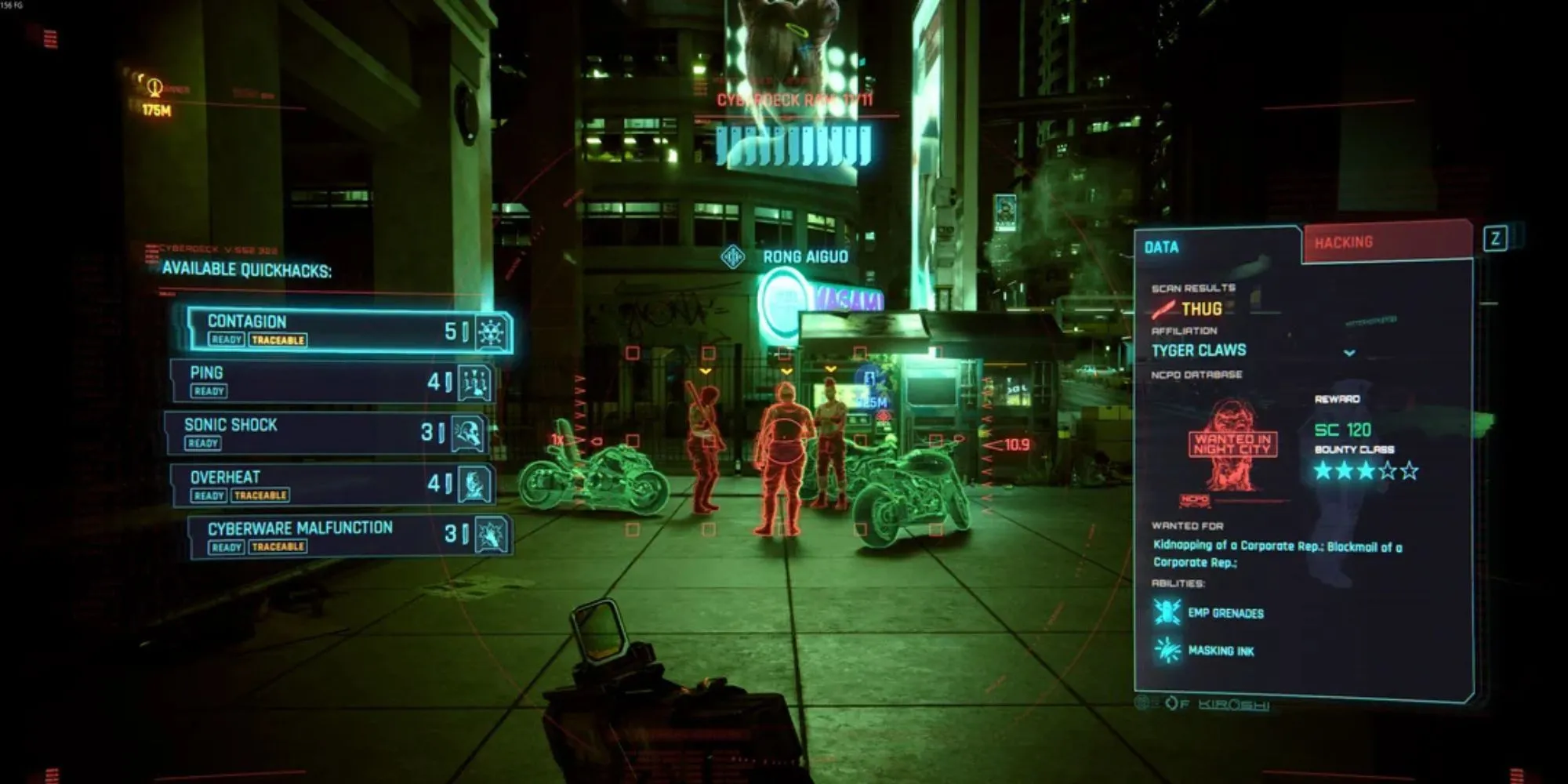 Quickhack Contagion và Overheat trong Cyberpunk 2077 — cơ chế netrunning gây áp đảo