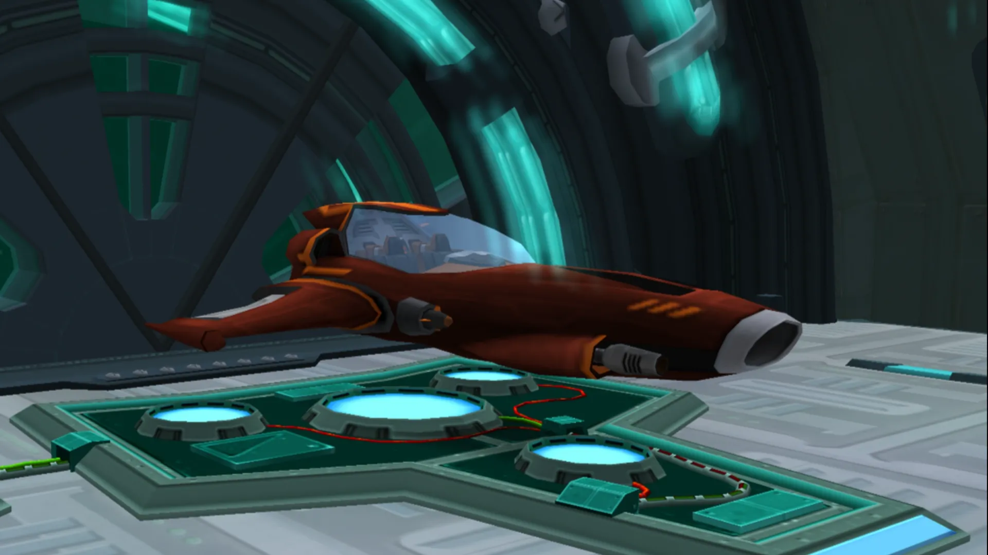 Ratchet đang kiểm tra phương tiện cơ khí trong bối cảnh đua kart hóa