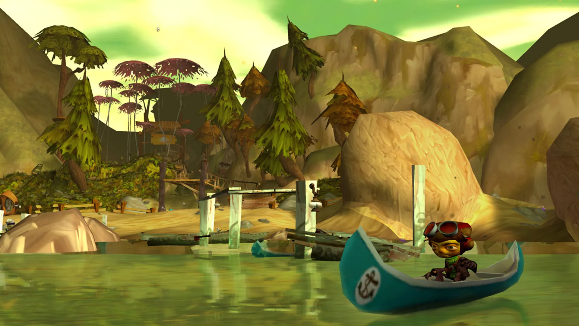 Raz in a canoe in Psychonauts