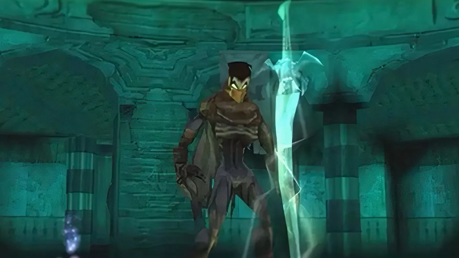 Raziel trong Legacy of Kain: Soul Reaver, cảnh gothic tối màu